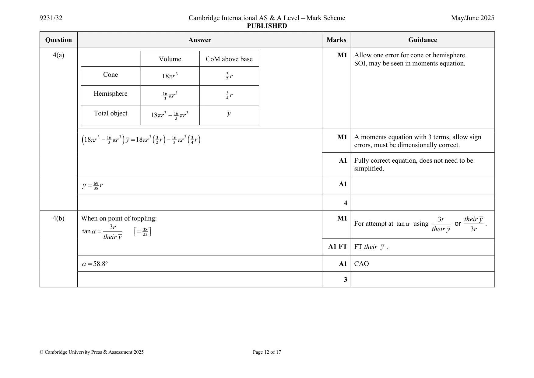 Mark scheme, page 12 of 17