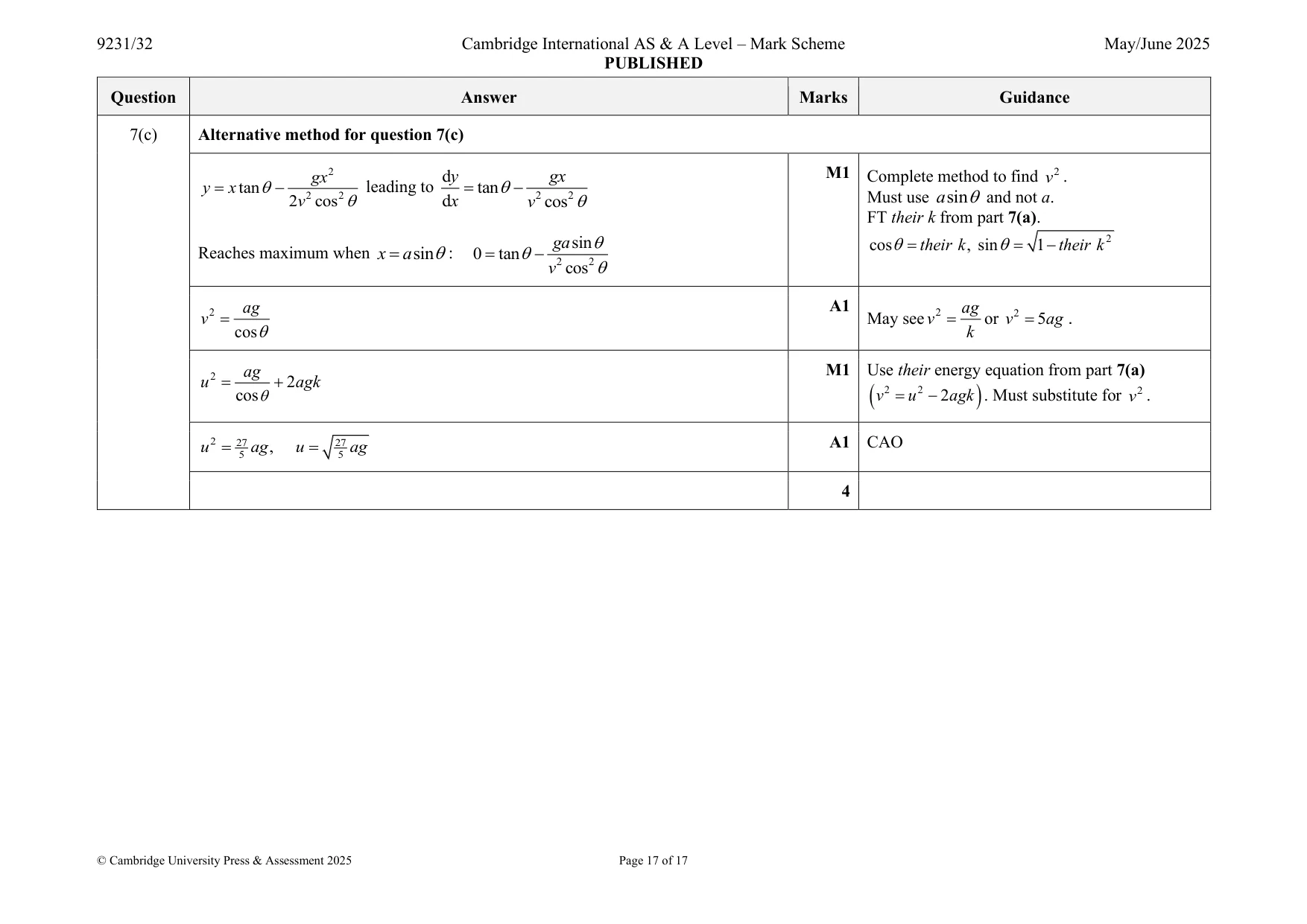 Mark scheme, page 17 of 17