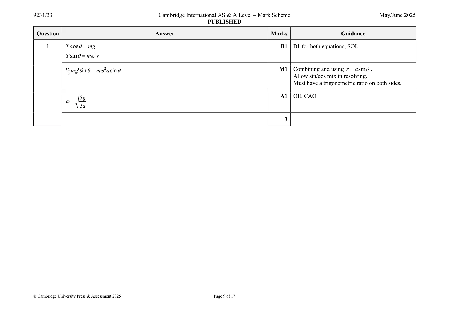 Mark scheme, page 9 of 17