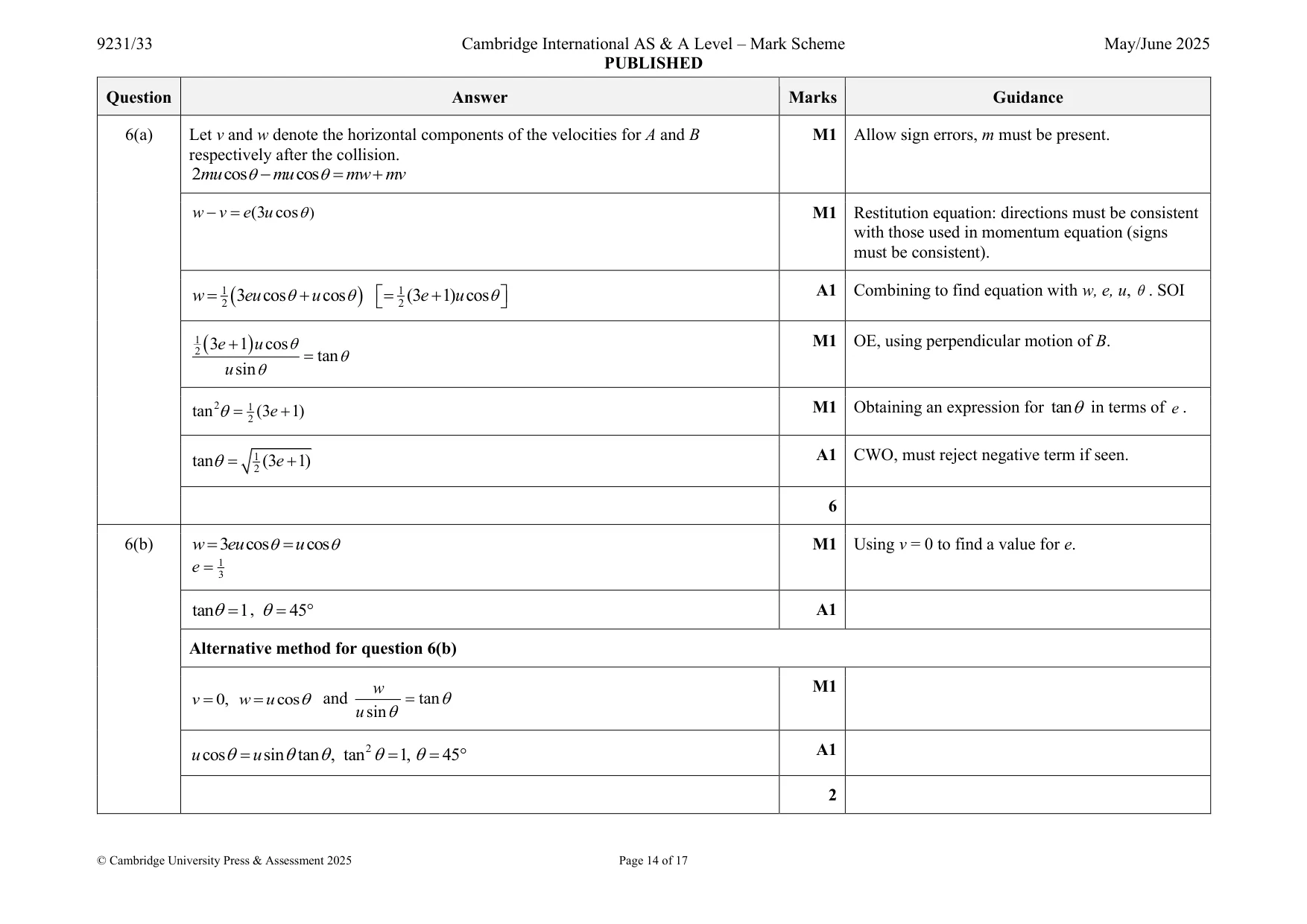 Mark scheme, page 14 of 17