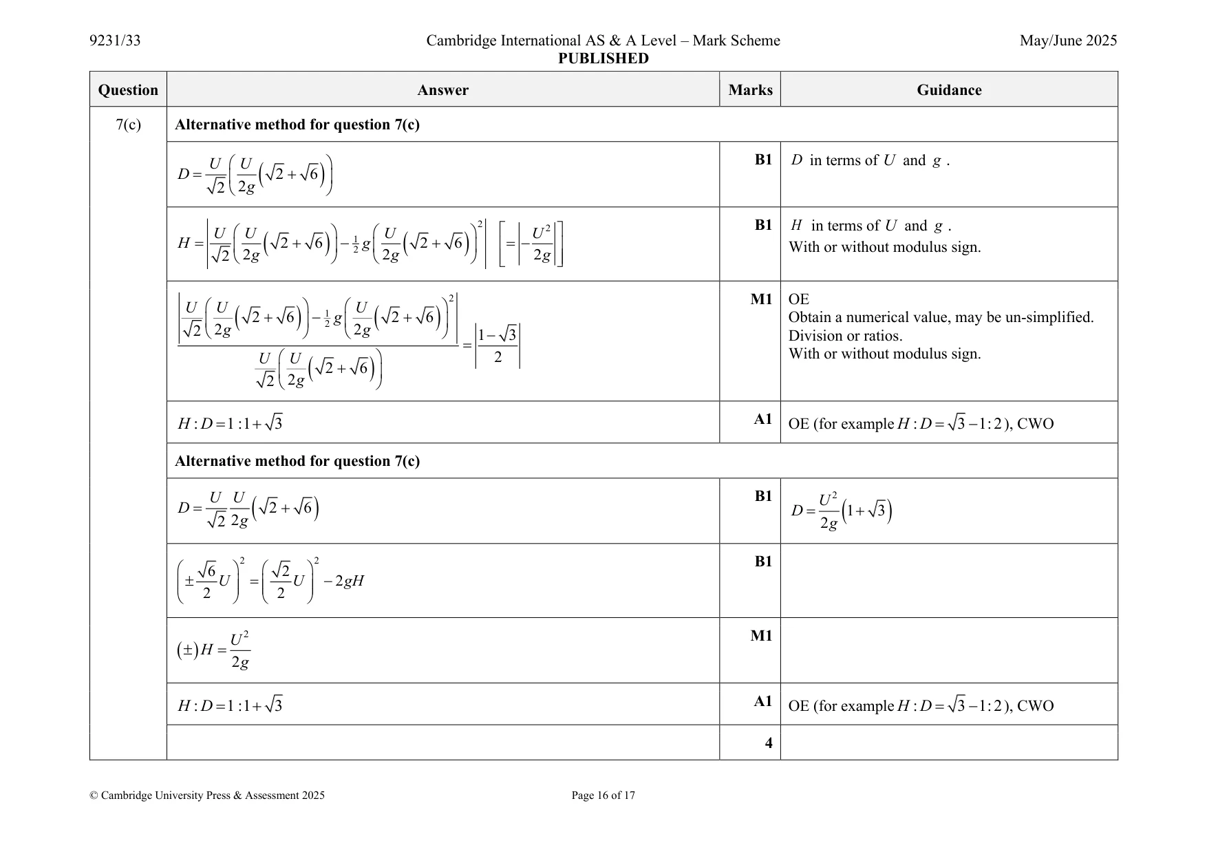 Mark scheme, page 16 of 17