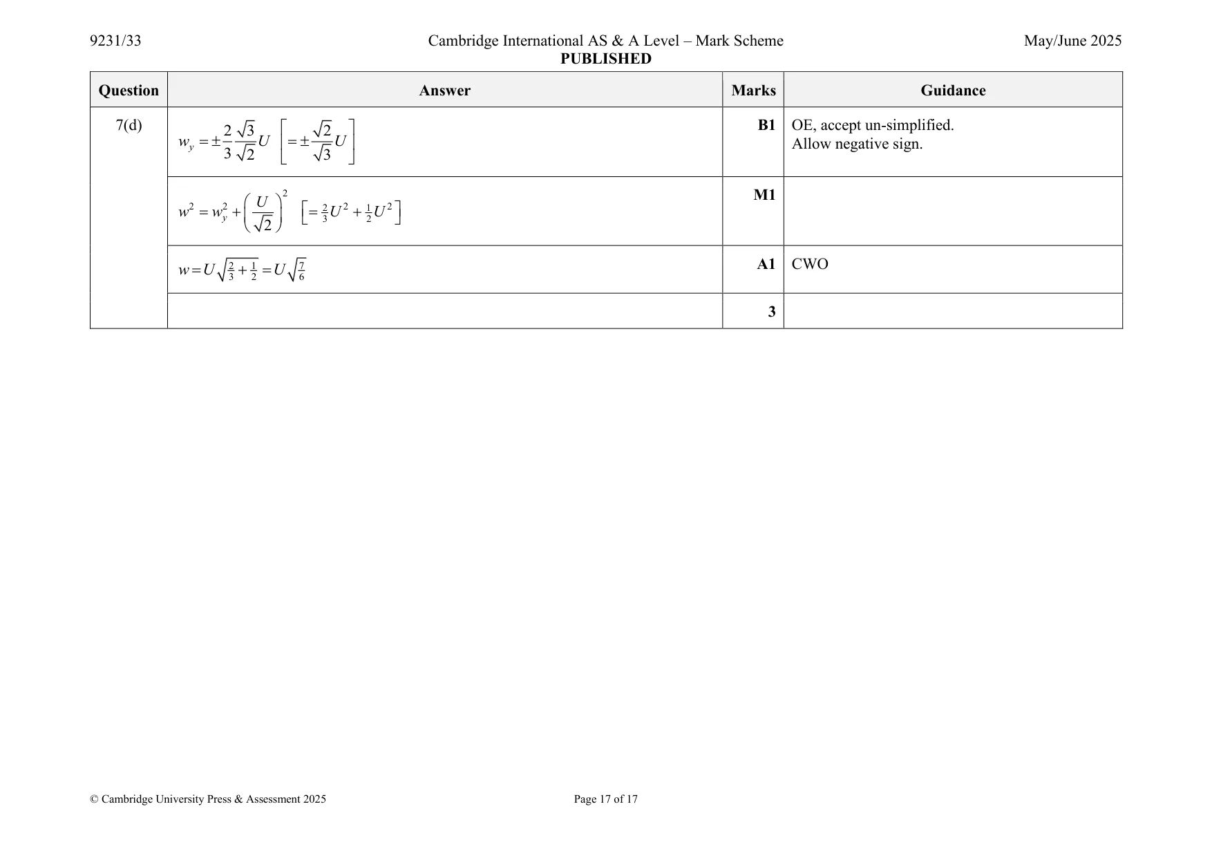 Mark scheme, page 17 of 17