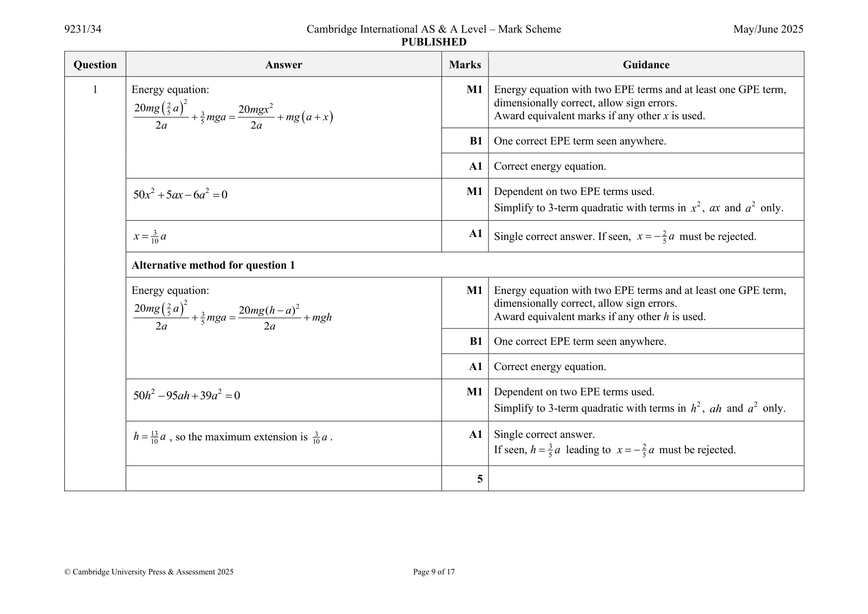 Mark scheme, page 9 of 17