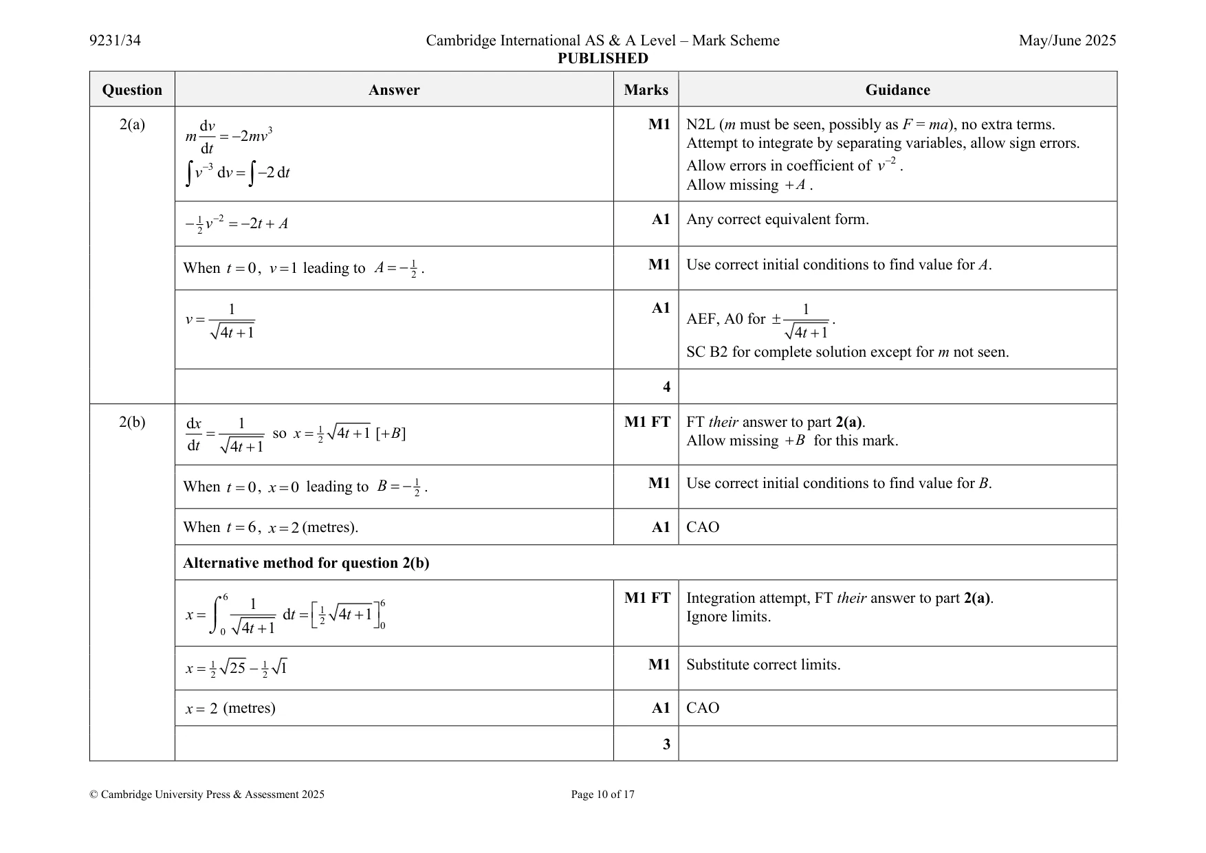 Mark scheme, page 10 of 17