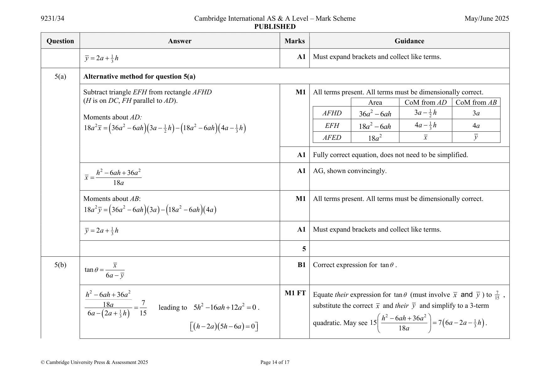 Mark scheme, page 14 of 17