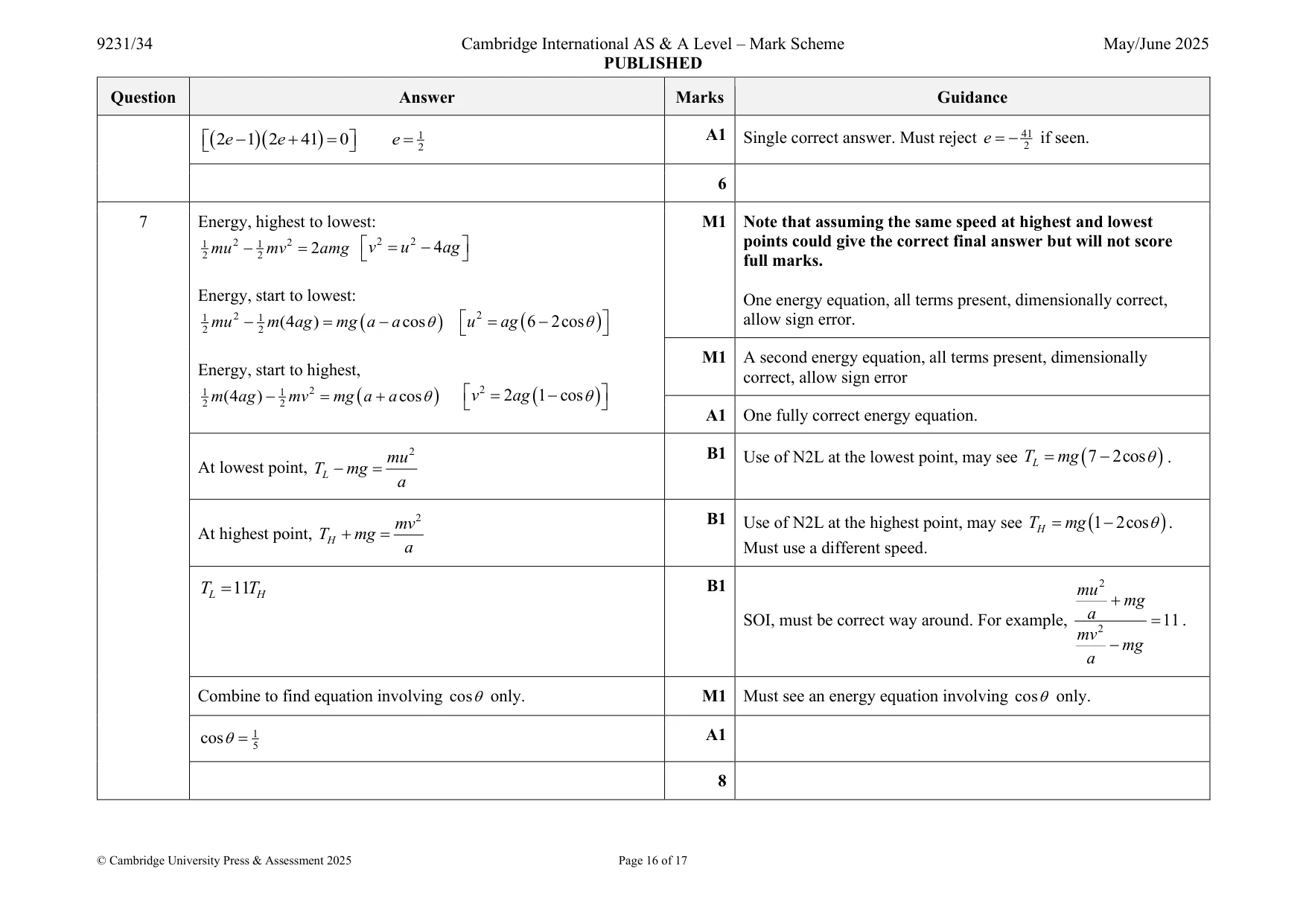 Mark scheme, page 16 of 17