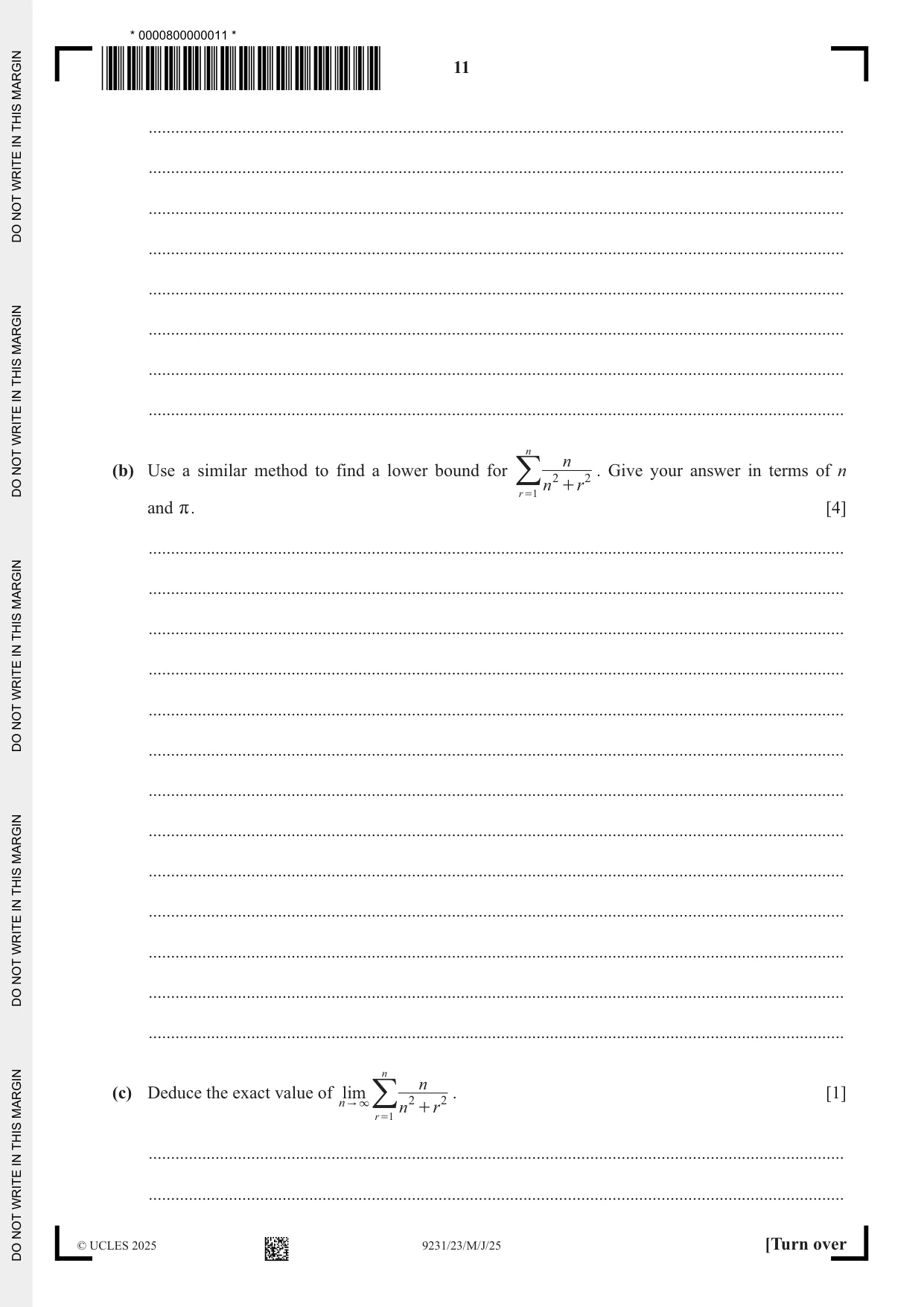 Cambridge A Level Mathematics - Further 9231 2025 May/June Paper 2 · Variant 3 question paper, page 11 of 16