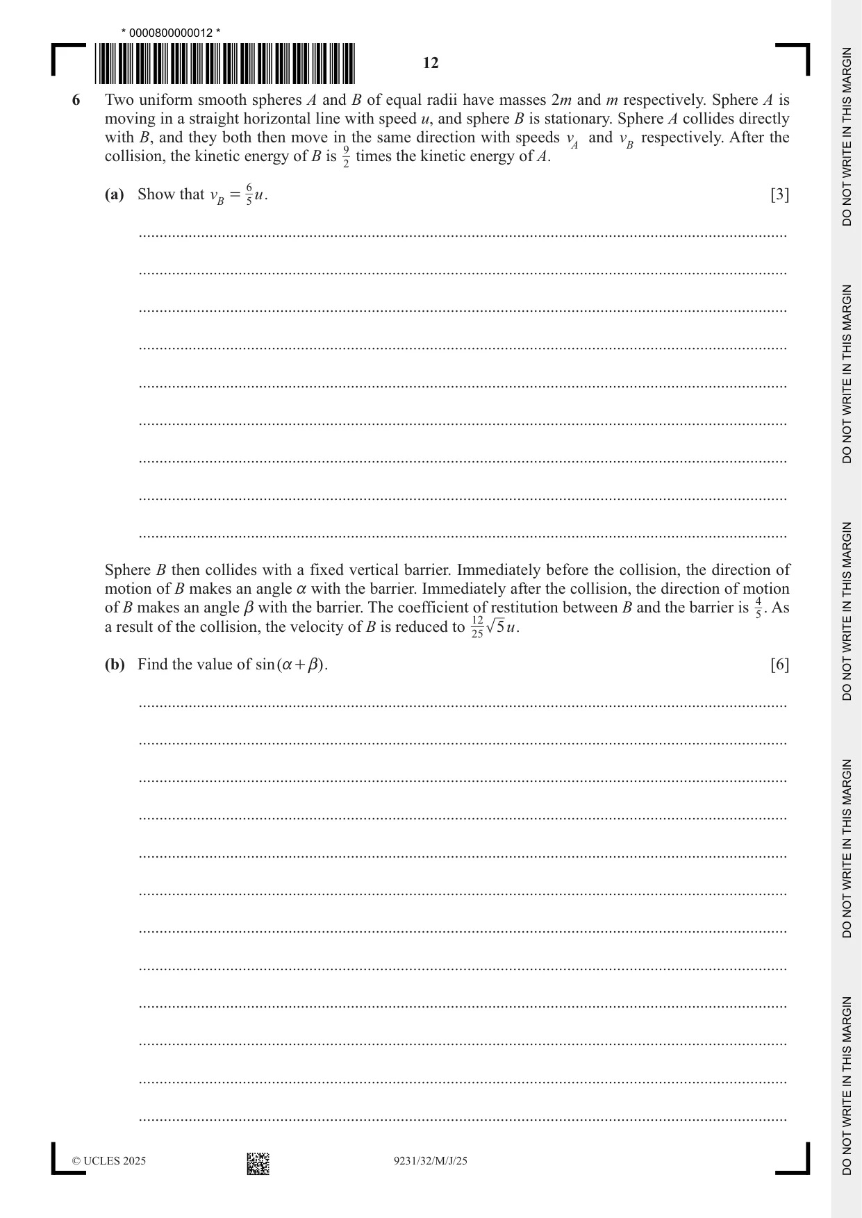 Cambridge A Level Mathematics - Further 9231 2025 May/June Paper 3 · Variant 2 question paper, page 12 of 16