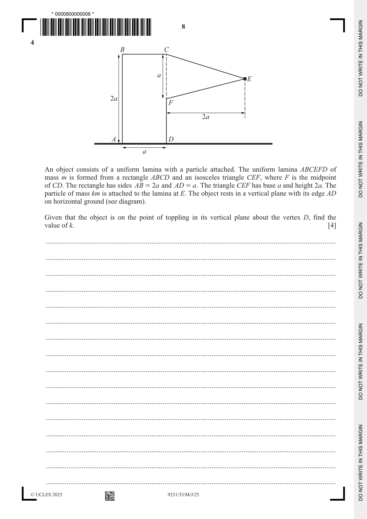 Cambridge A Level Mathematics - Further 9231 2025 May/June Paper 3 · Variant 3 question paper, page 8 of 16