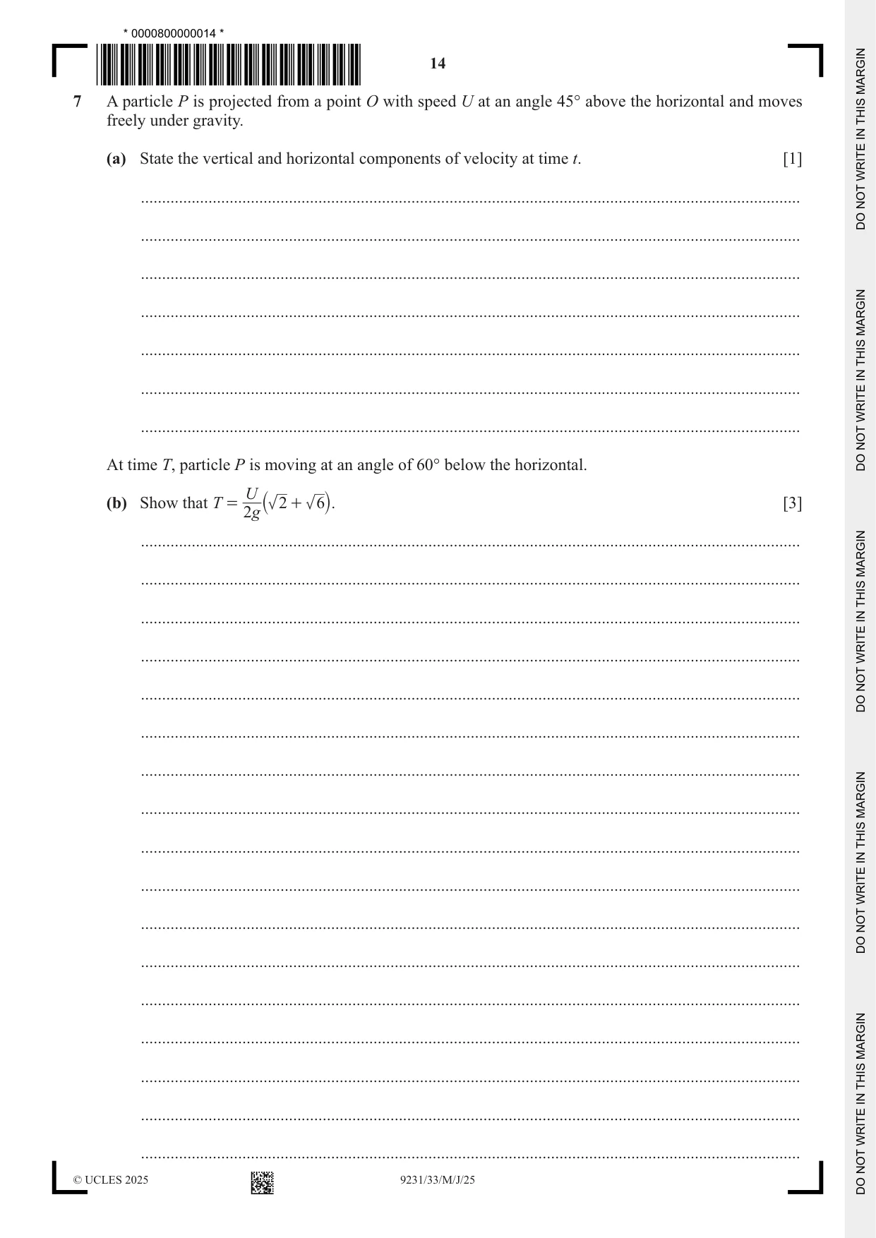 Cambridge A Level Mathematics - Further 9231 2025 May/June Paper 3 · Variant 3 question paper, page 14 of 16