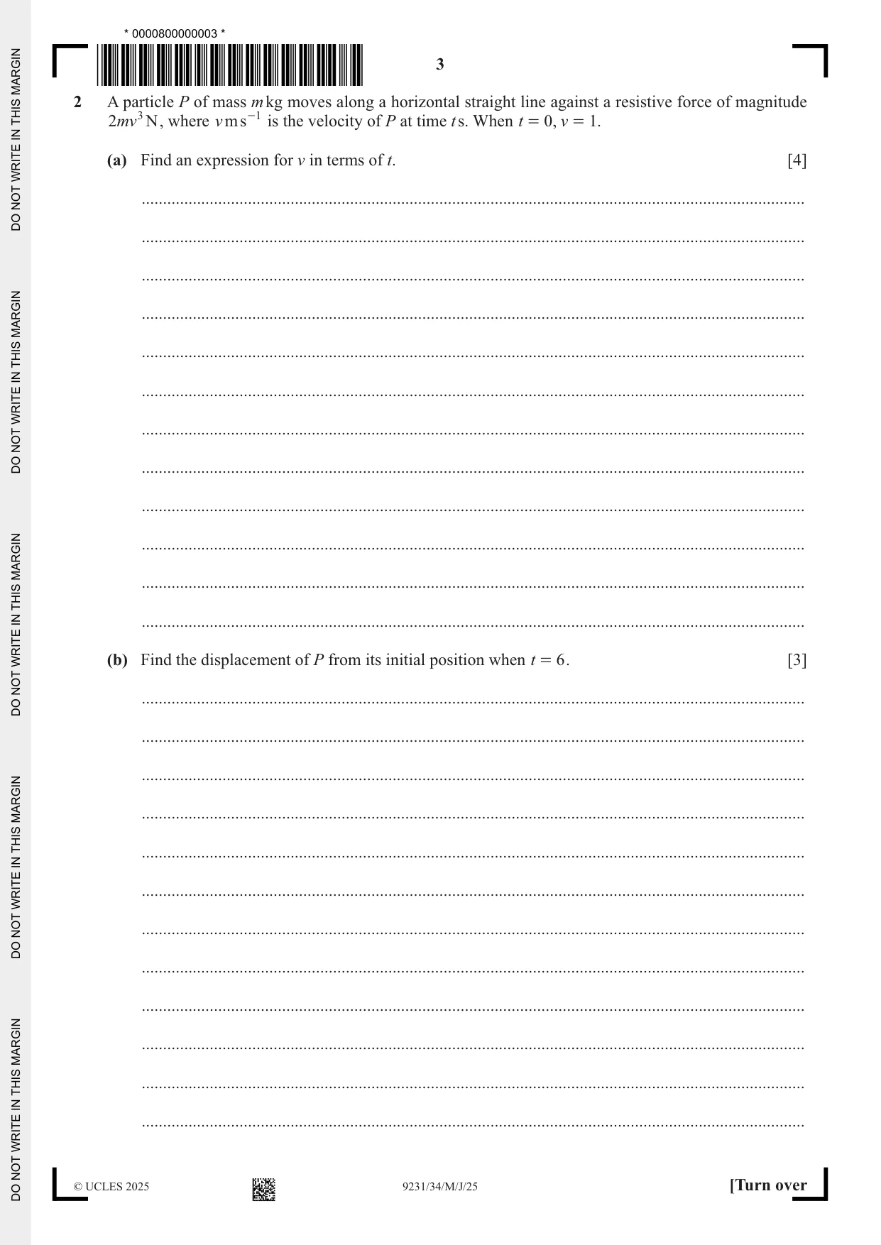 Cambridge A Level Mathematics - Further 9231 2025 May/June Paper 3 · Variant 4 question paper, page 3 of 16