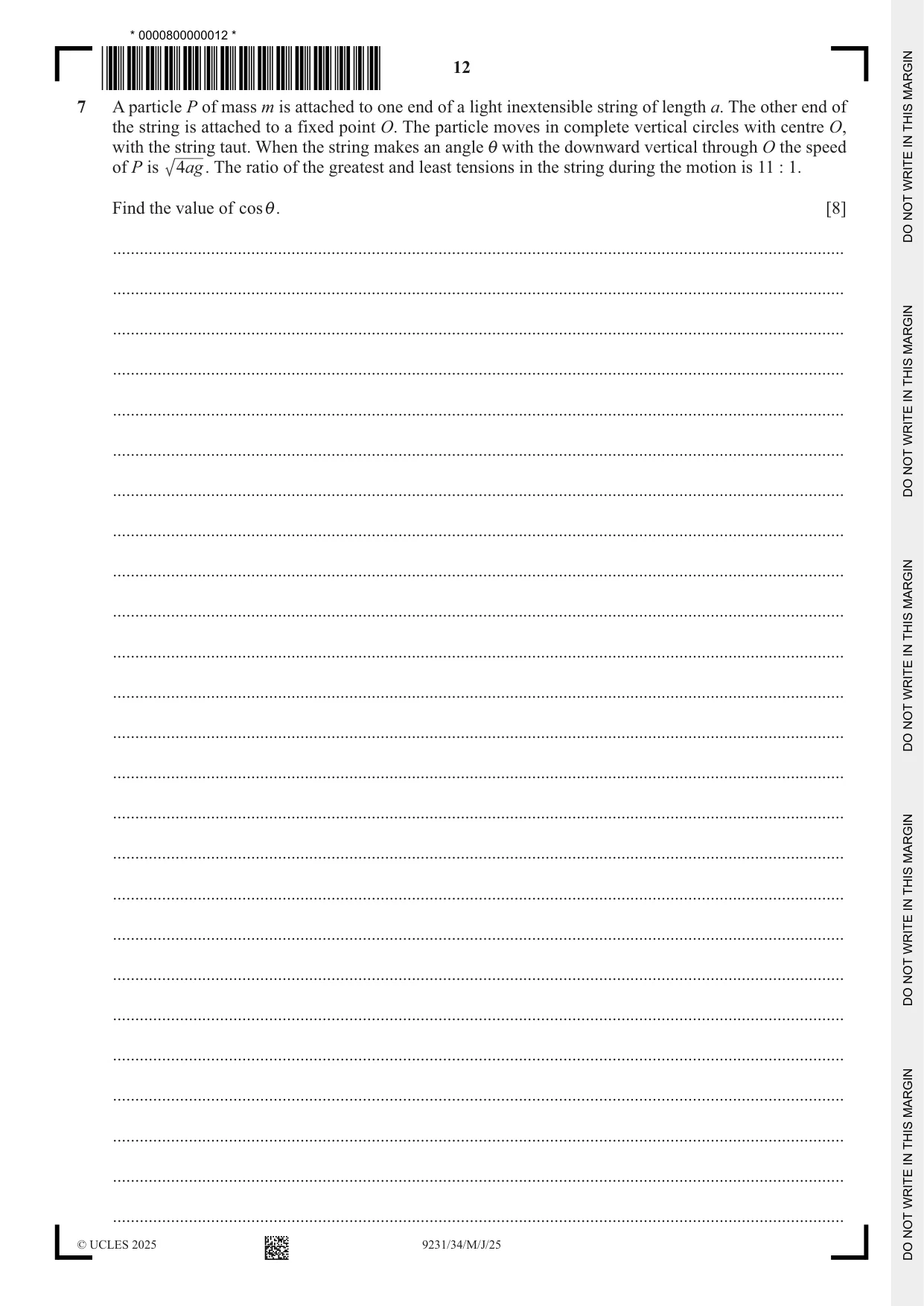 Cambridge A Level Mathematics - Further 9231 2025 May/June Paper 3 · Variant 4 question paper, page 12 of 16