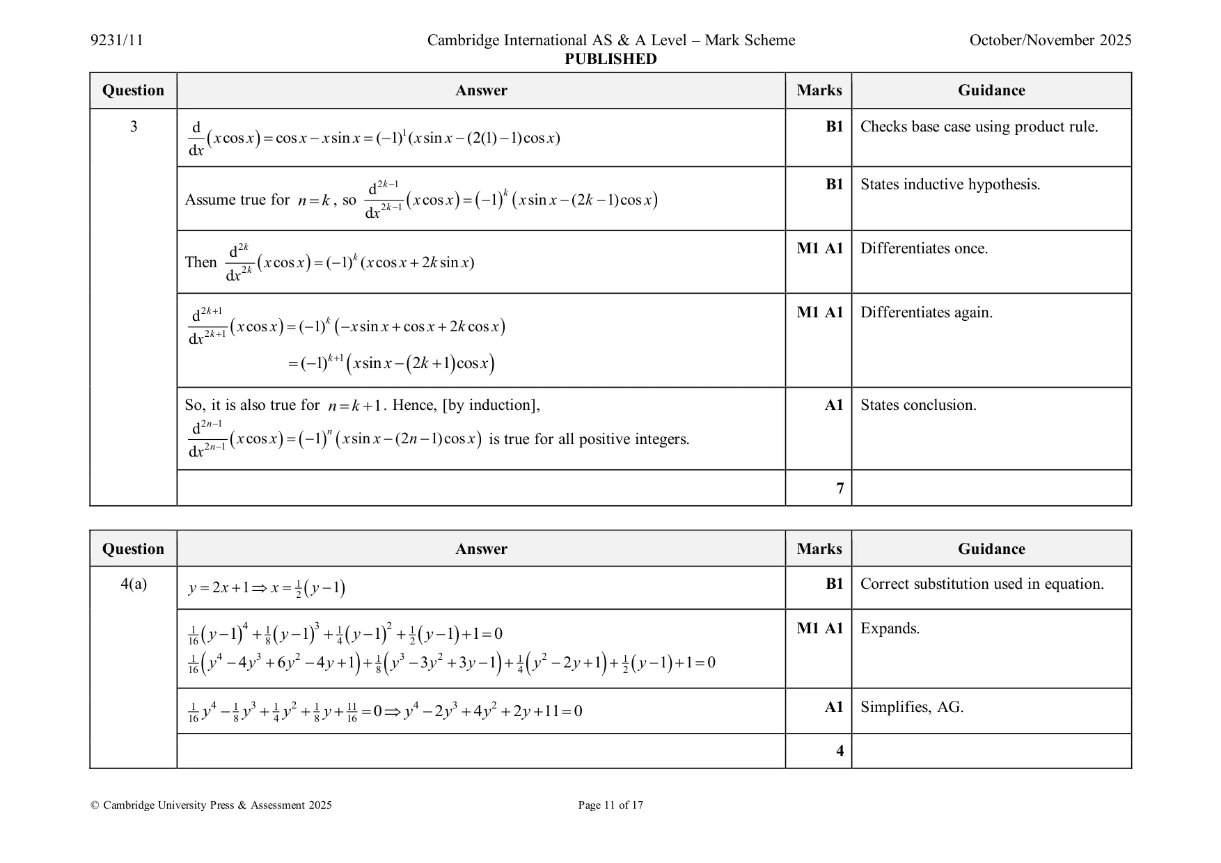 Mark scheme, page 11 of 17