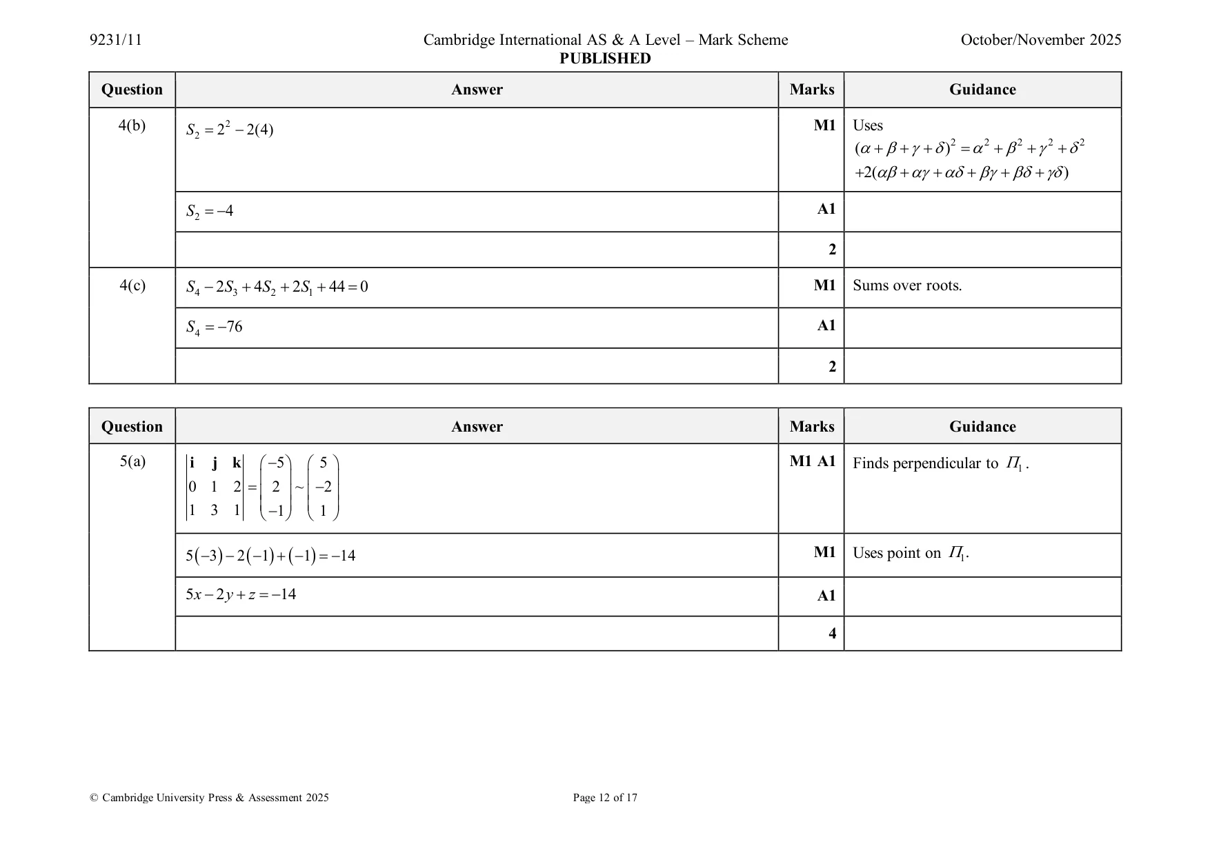 Mark scheme, page 12 of 17