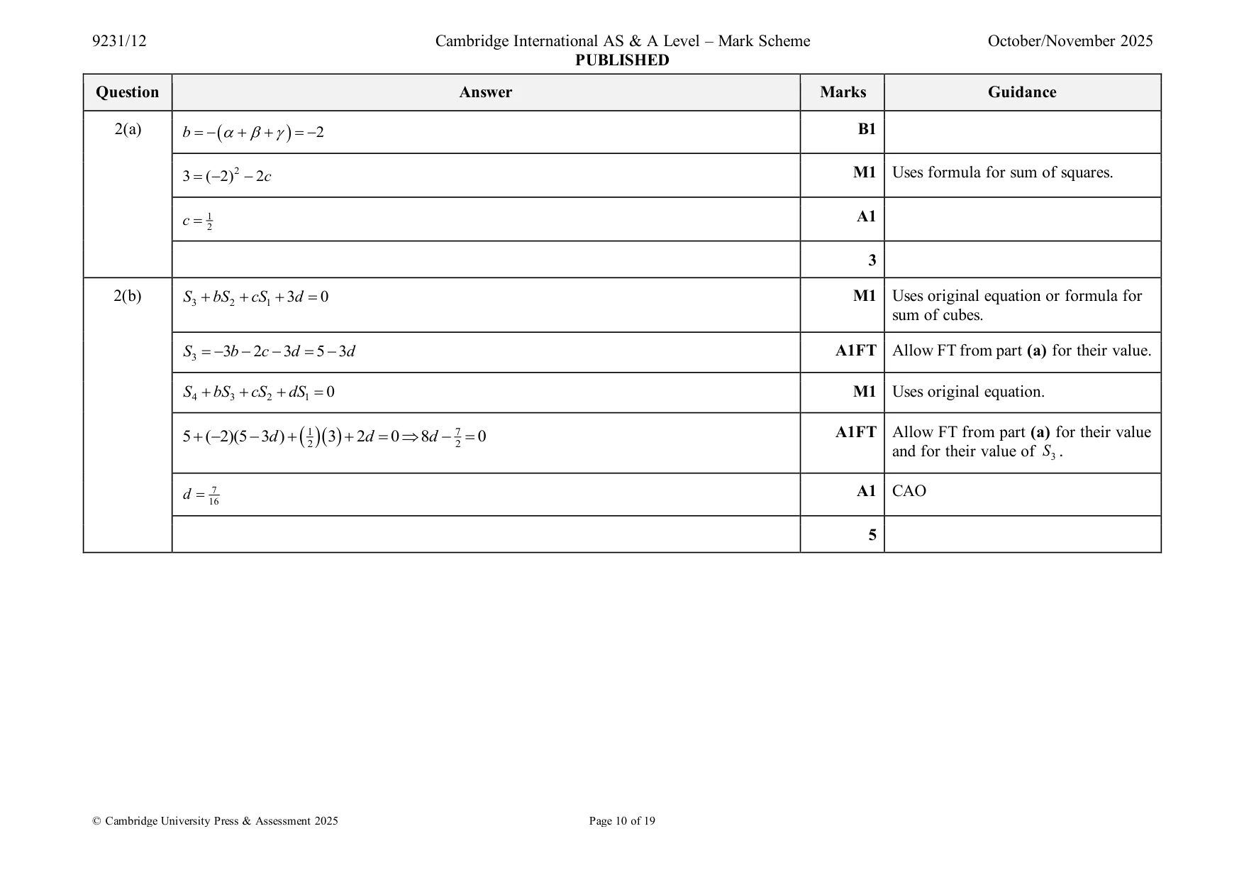 Mark scheme, page 10 of 19