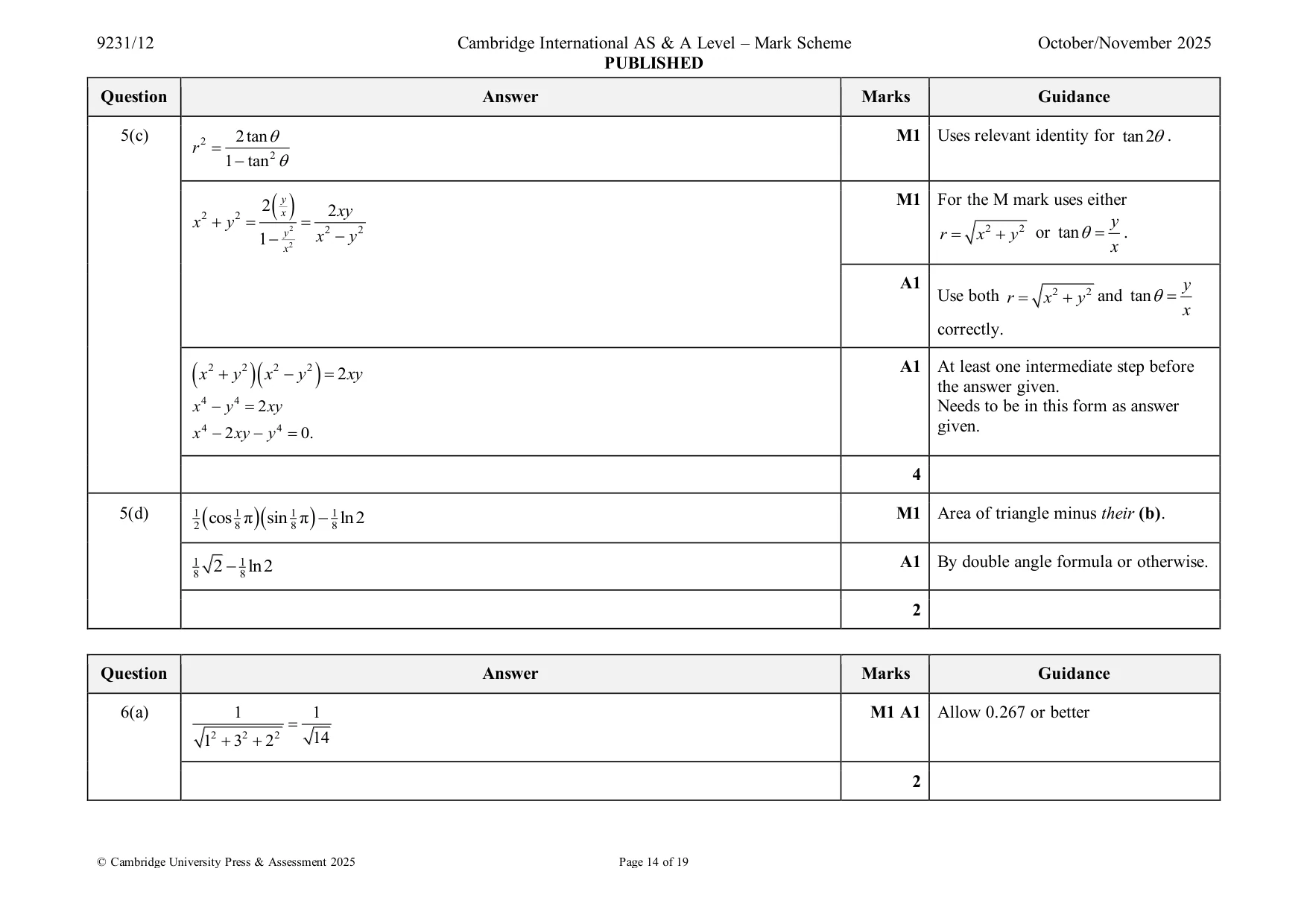 Mark scheme, page 14 of 19