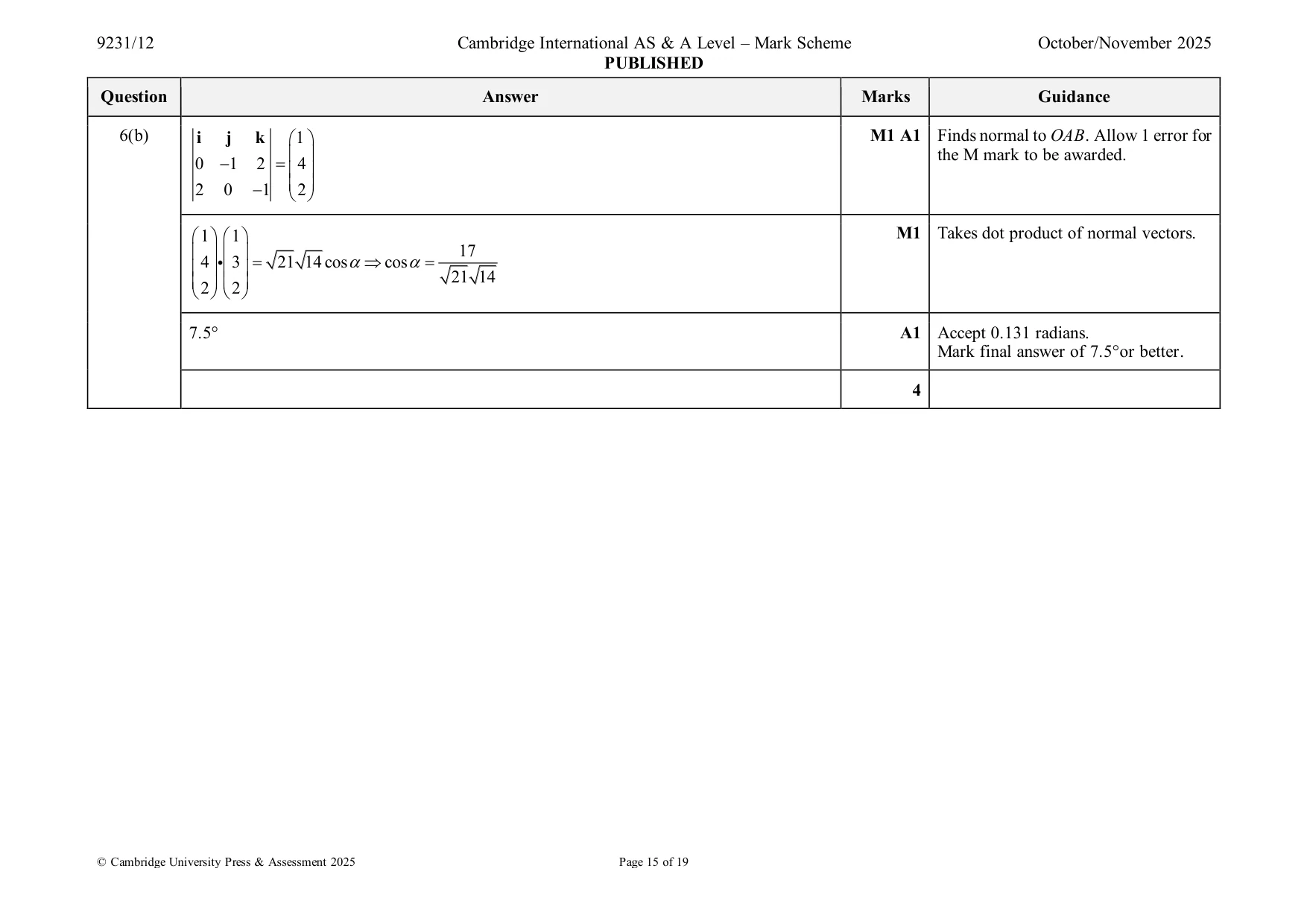 Mark scheme, page 15 of 19