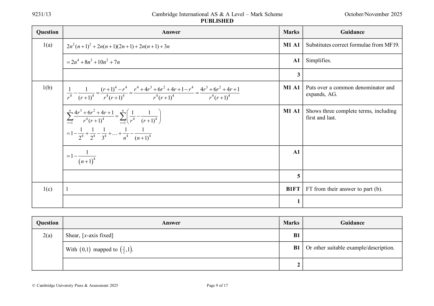 Mark scheme, page 9 of 17