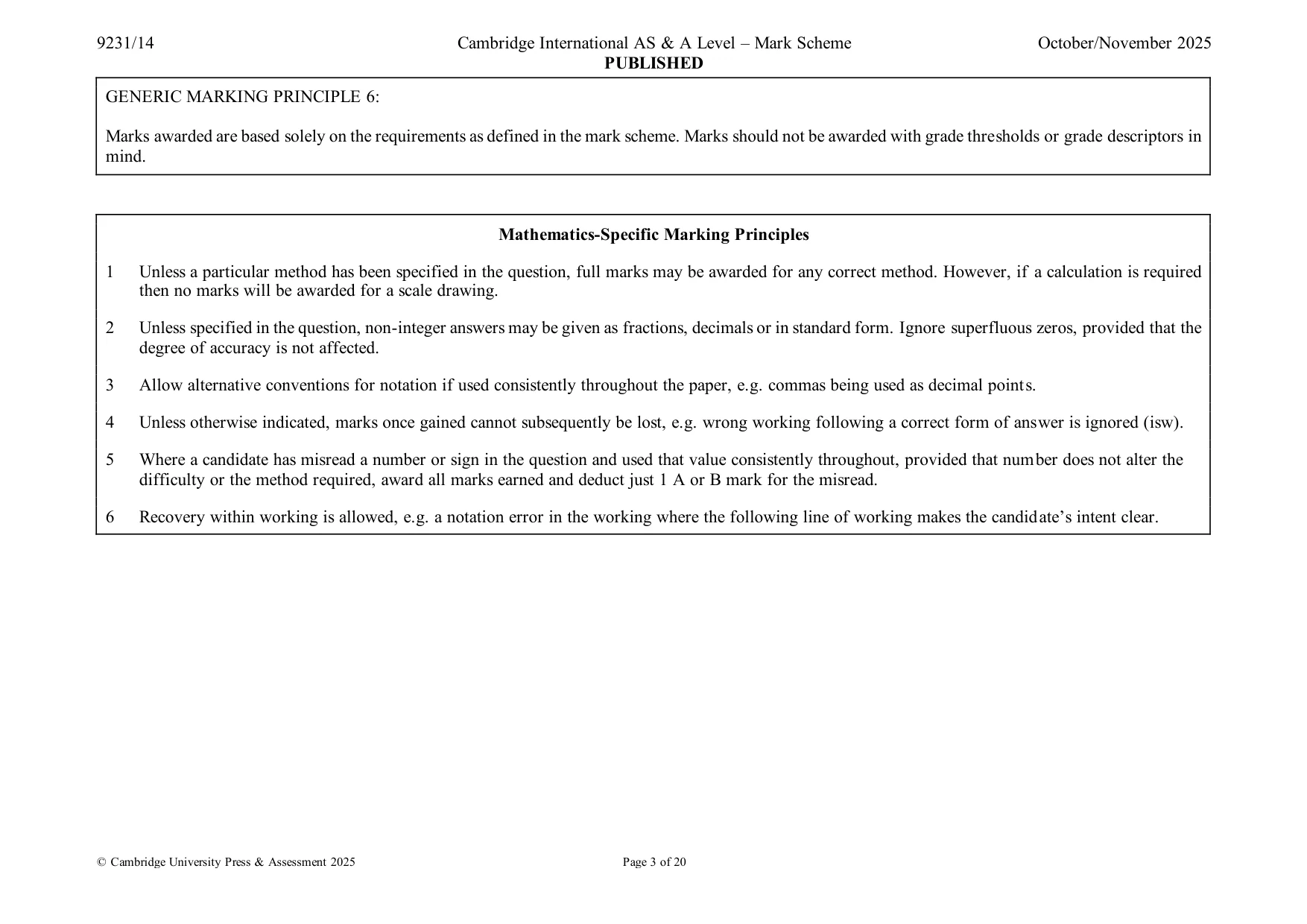 Mark scheme, page 3 of 20