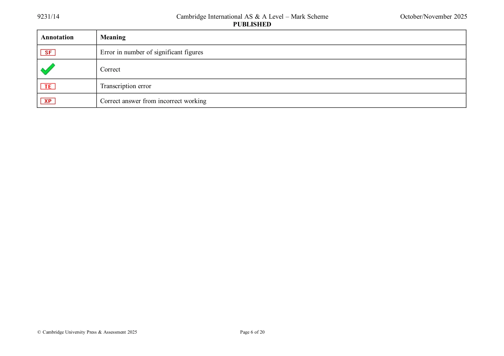 Mark scheme, page 6 of 20