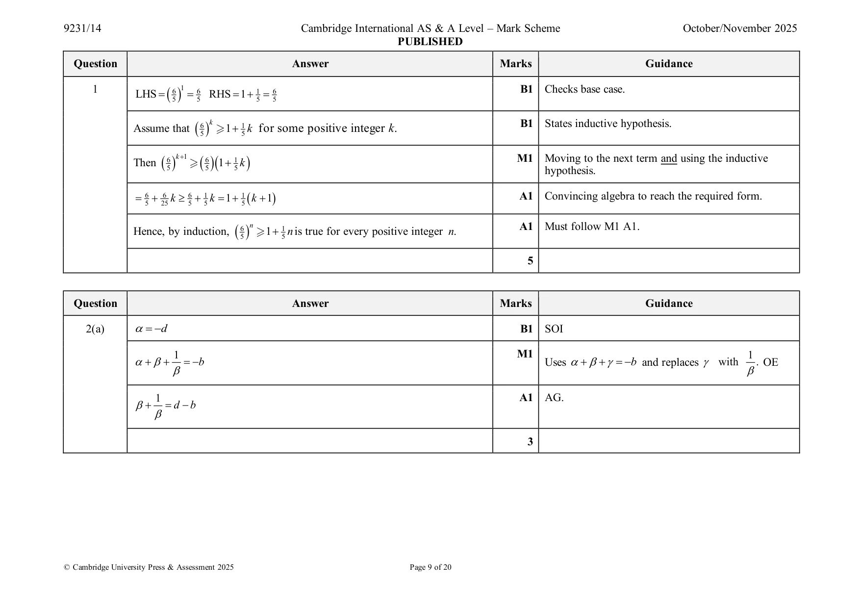 Mark scheme, page 9 of 20