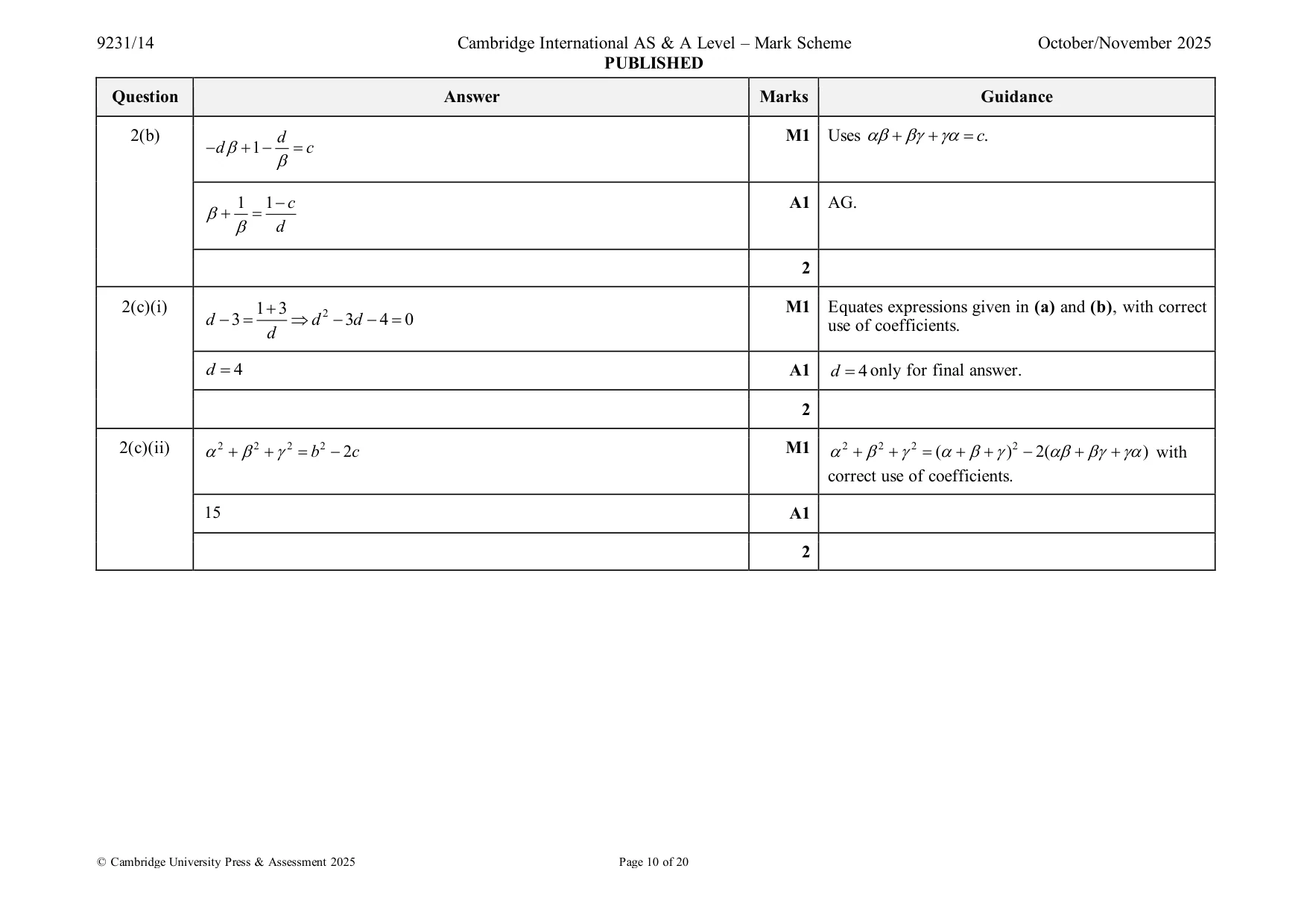 Mark scheme, page 10 of 20