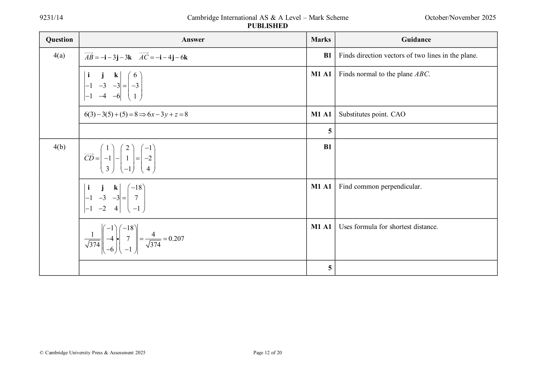 Mark scheme, page 12 of 20