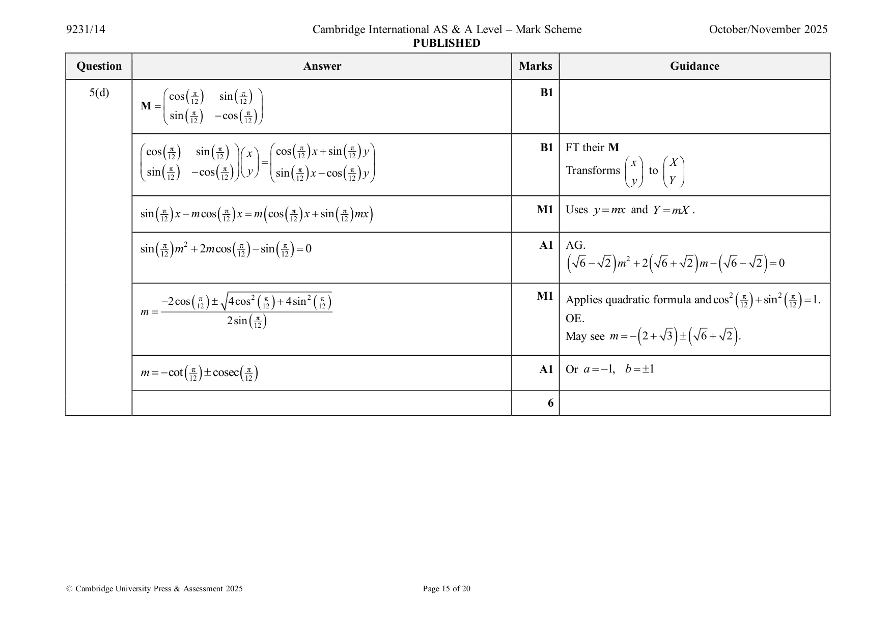 Mark scheme, page 15 of 20