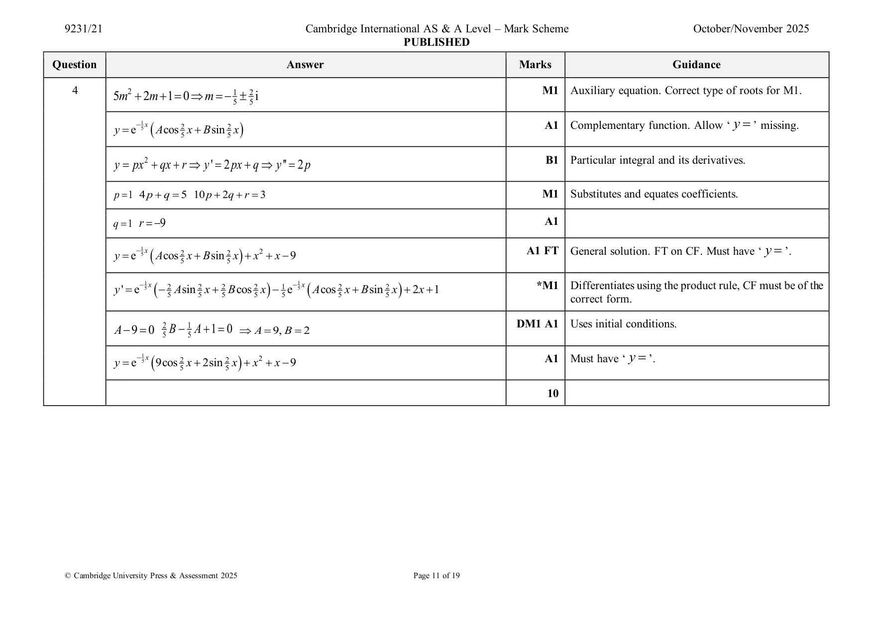 Mark scheme, page 11 of 19