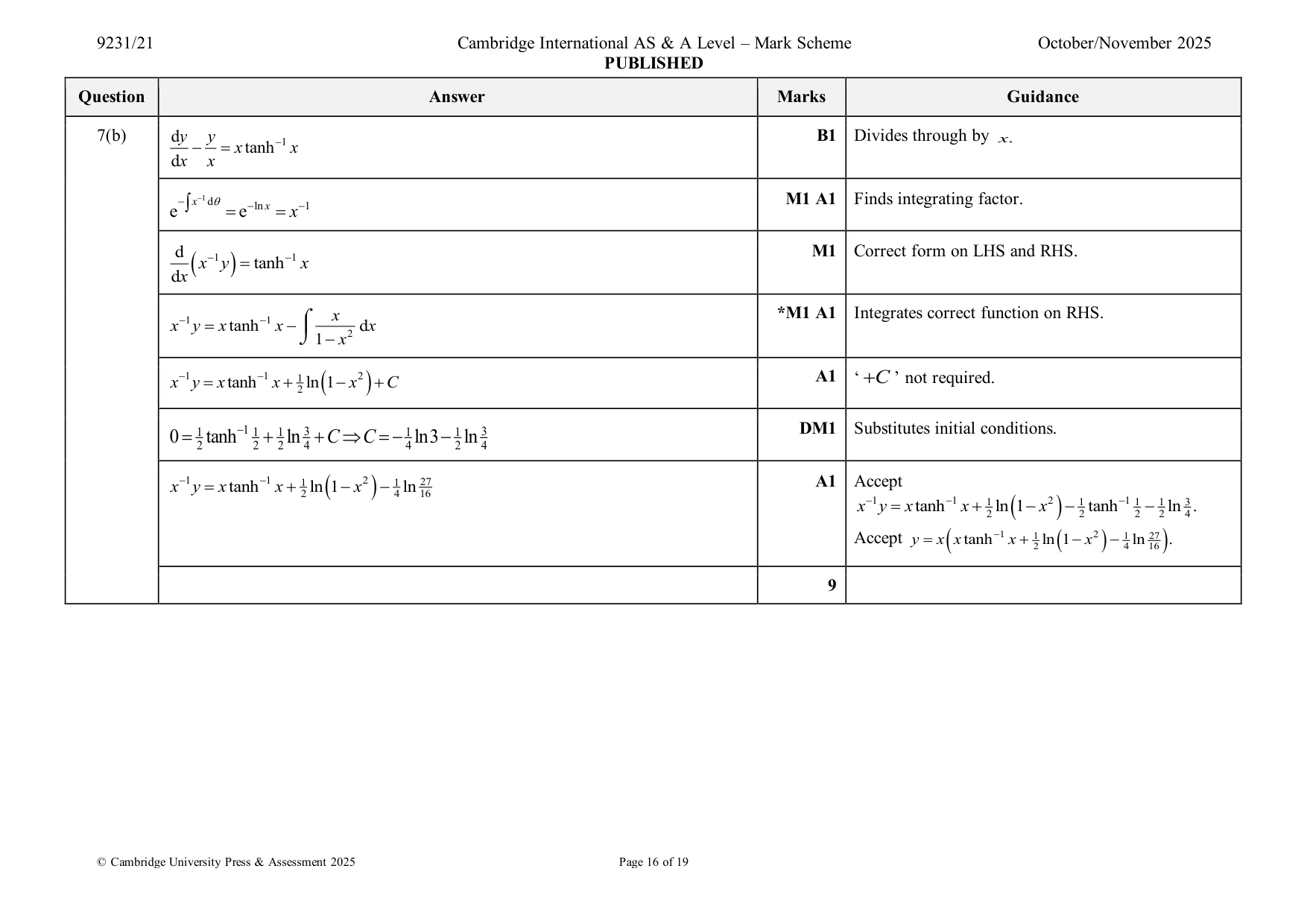 Mark scheme, page 16 of 19