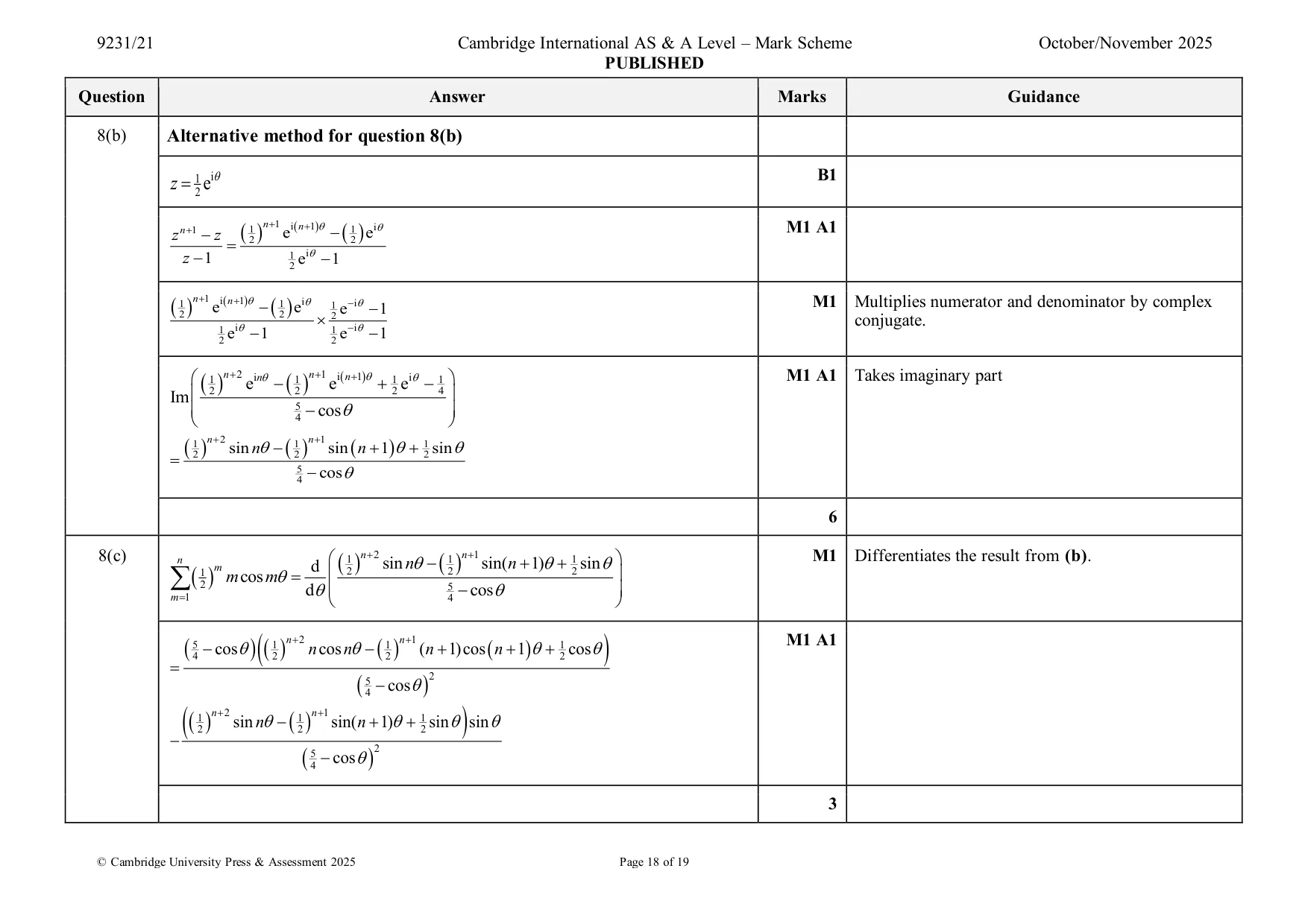 Mark scheme, page 18 of 19