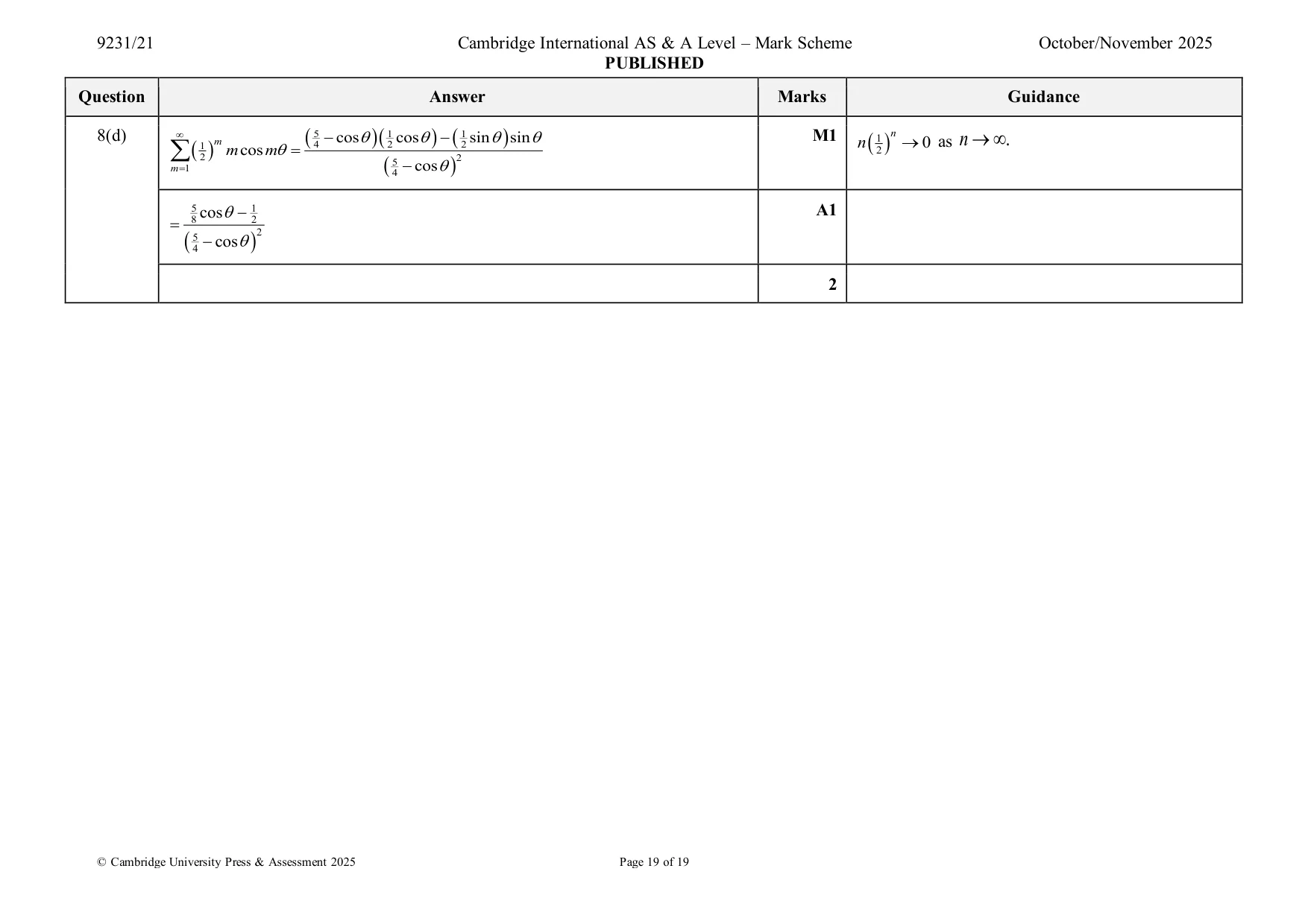 Mark scheme, page 19 of 19