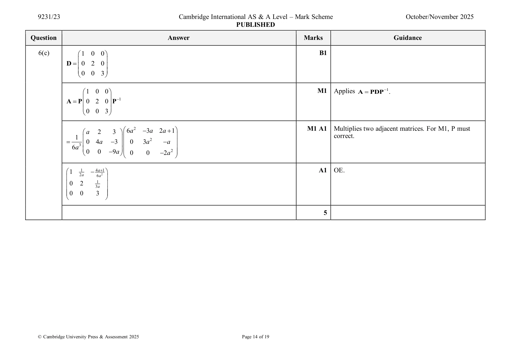 Mark scheme, page 14 of 19