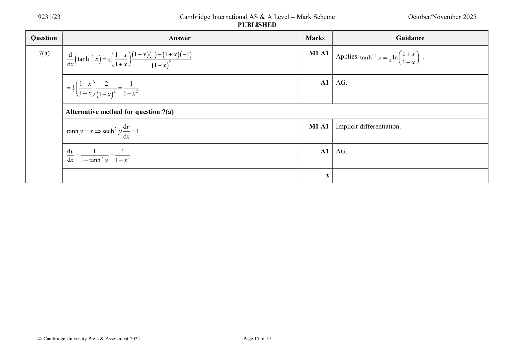 Mark scheme, page 15 of 19