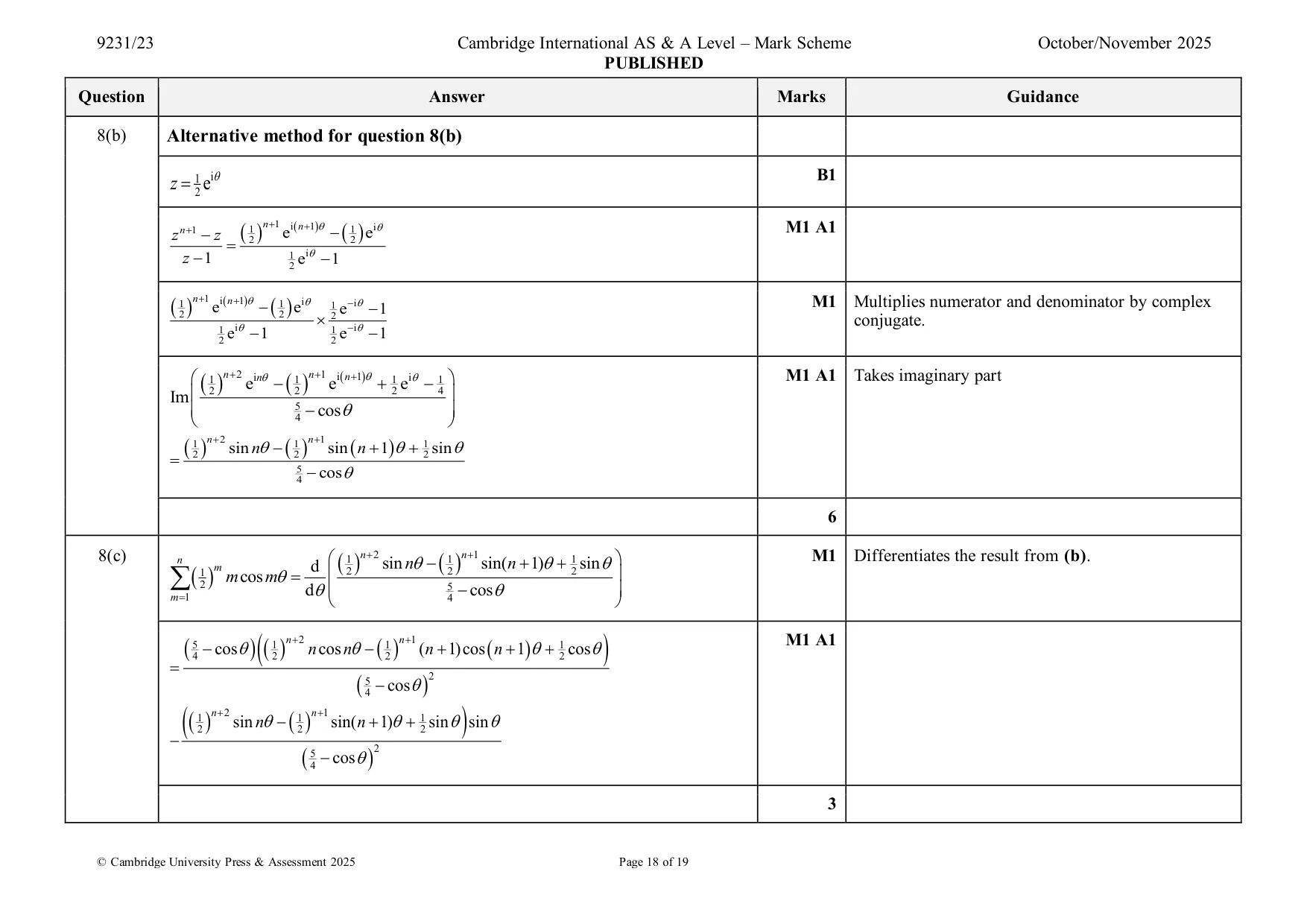 Mark scheme, page 18 of 19