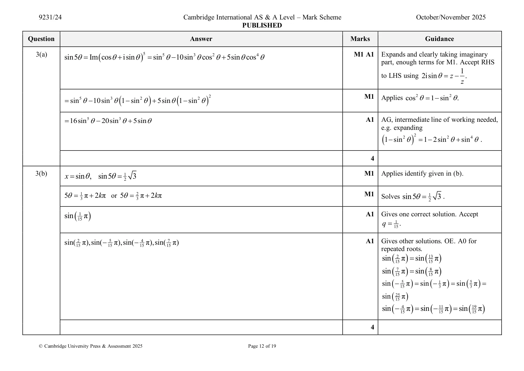 Mark scheme, page 12 of 19