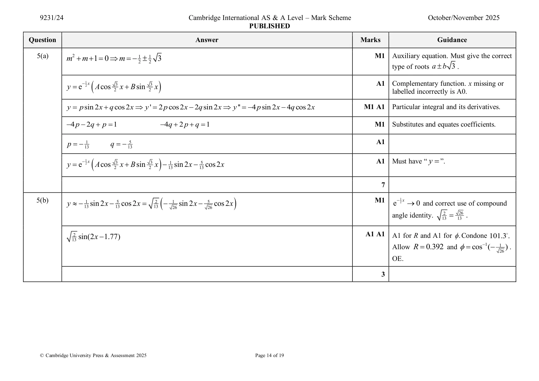 Mark scheme, page 14 of 19