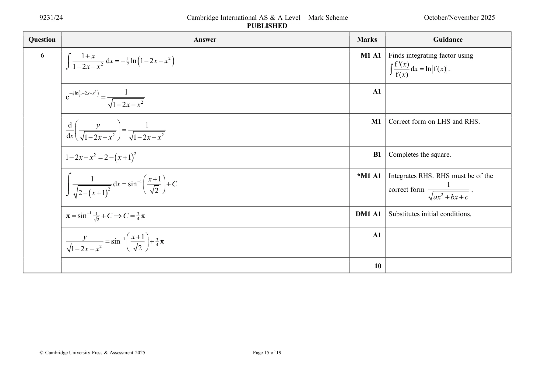 Mark scheme, page 15 of 19