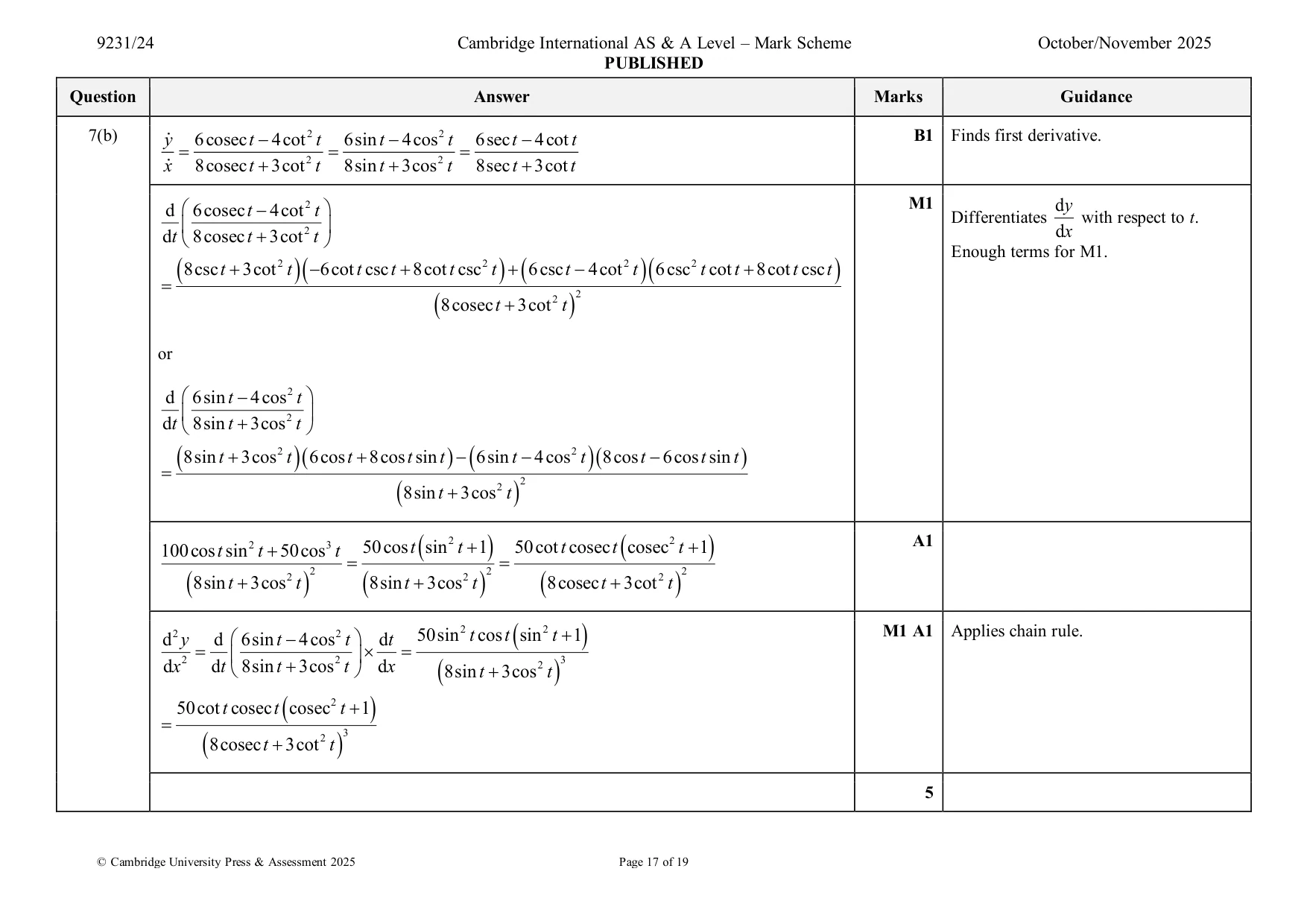 Mark scheme, page 17 of 19