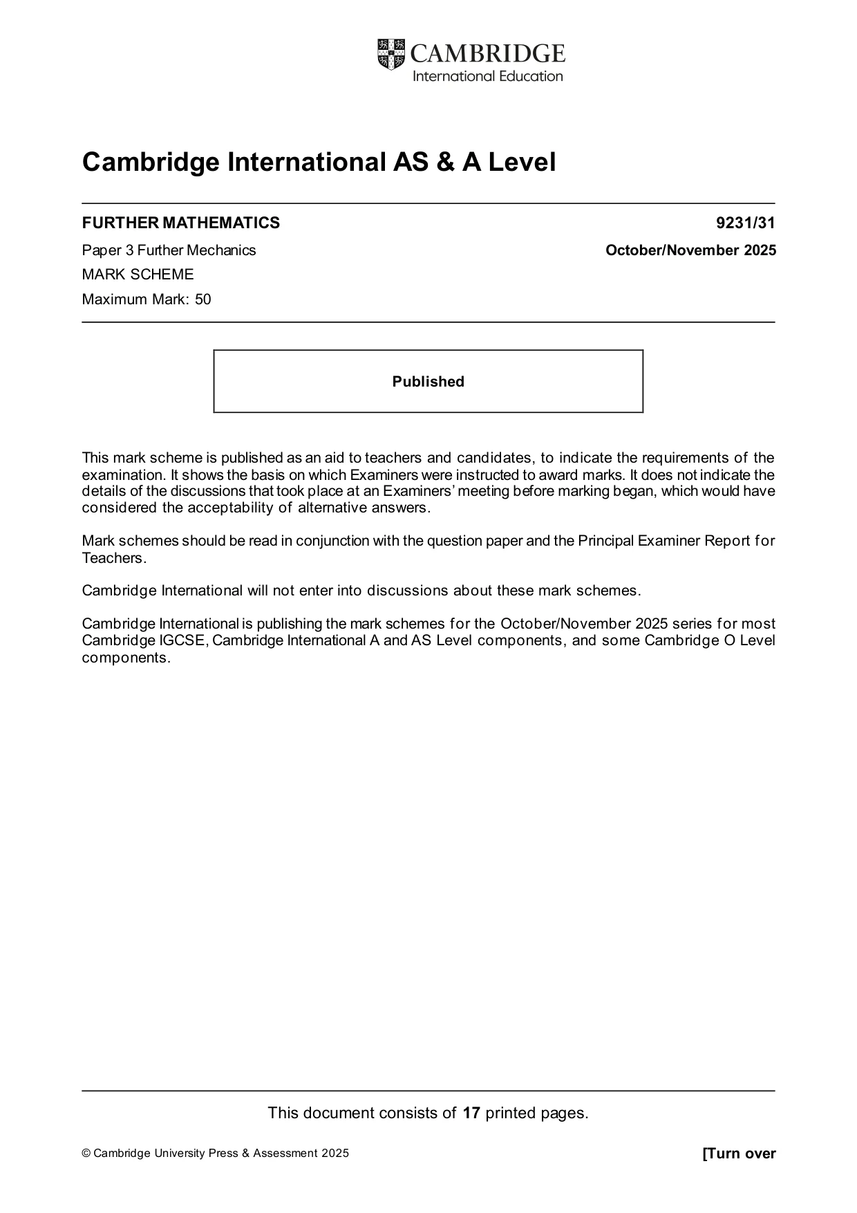 Mark scheme, page 1 of 17
