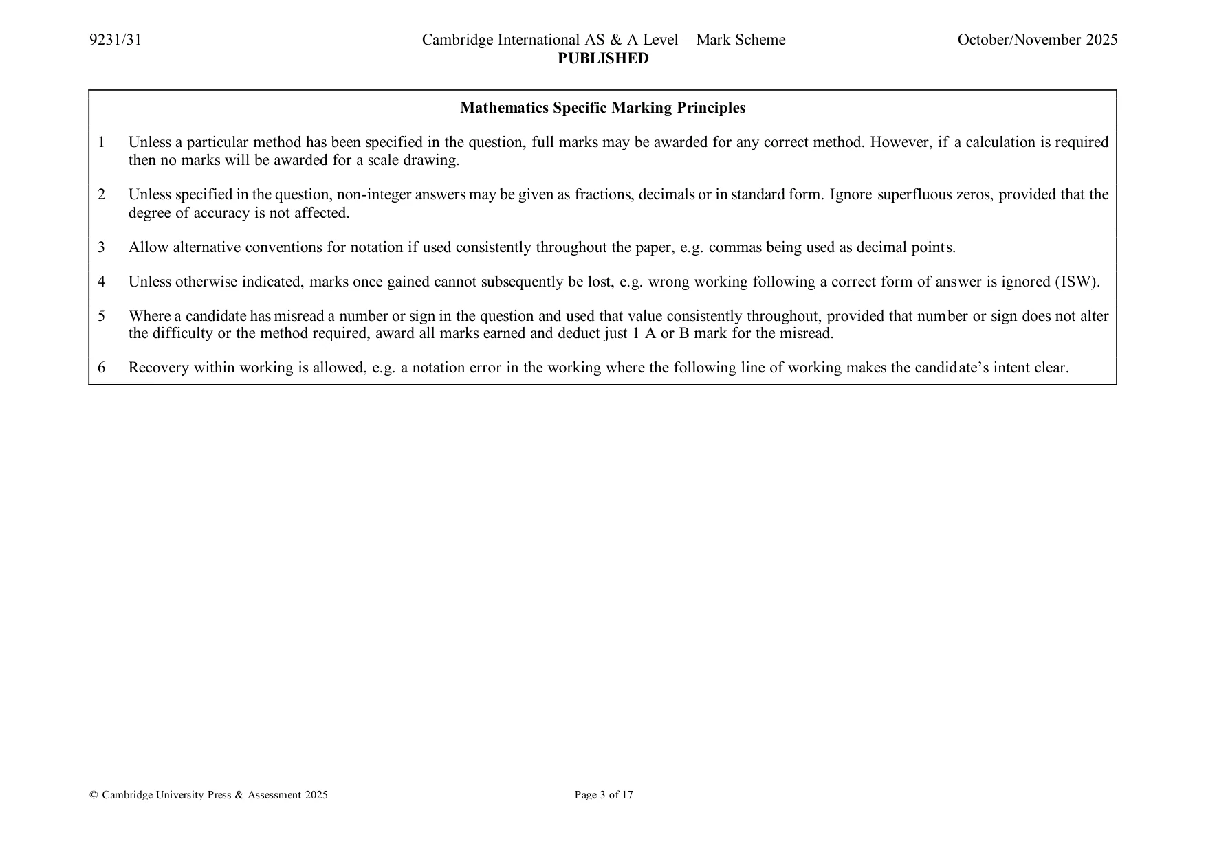 Mark scheme, page 3 of 17