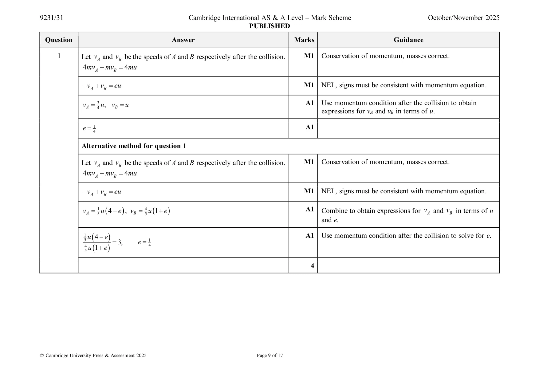 Mark scheme, page 9 of 17