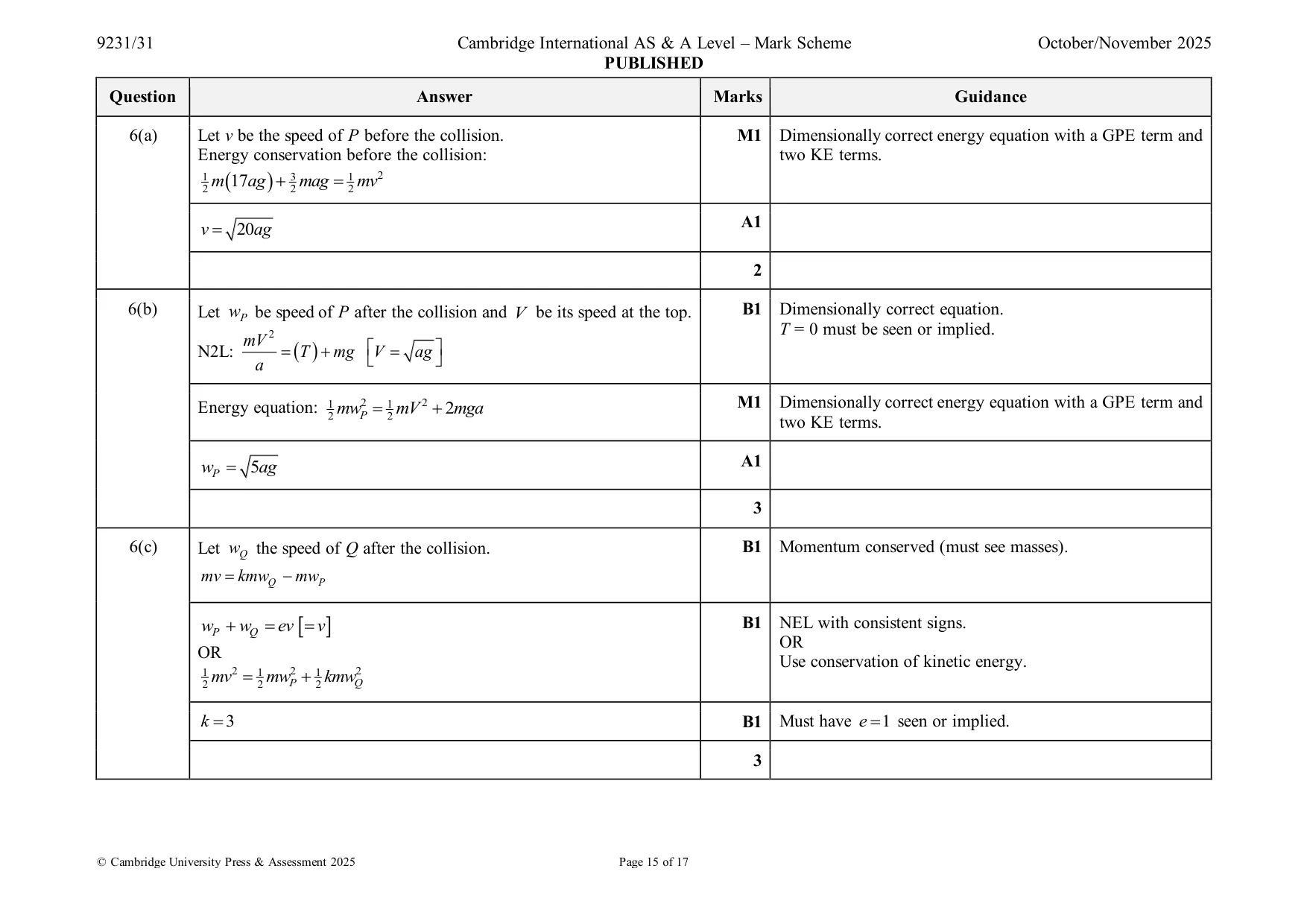 Mark scheme, page 15 of 17
