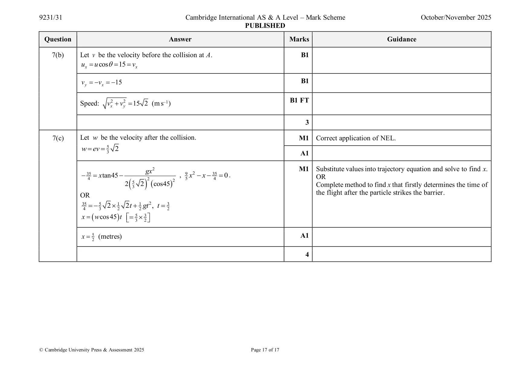 Mark scheme, page 17 of 17