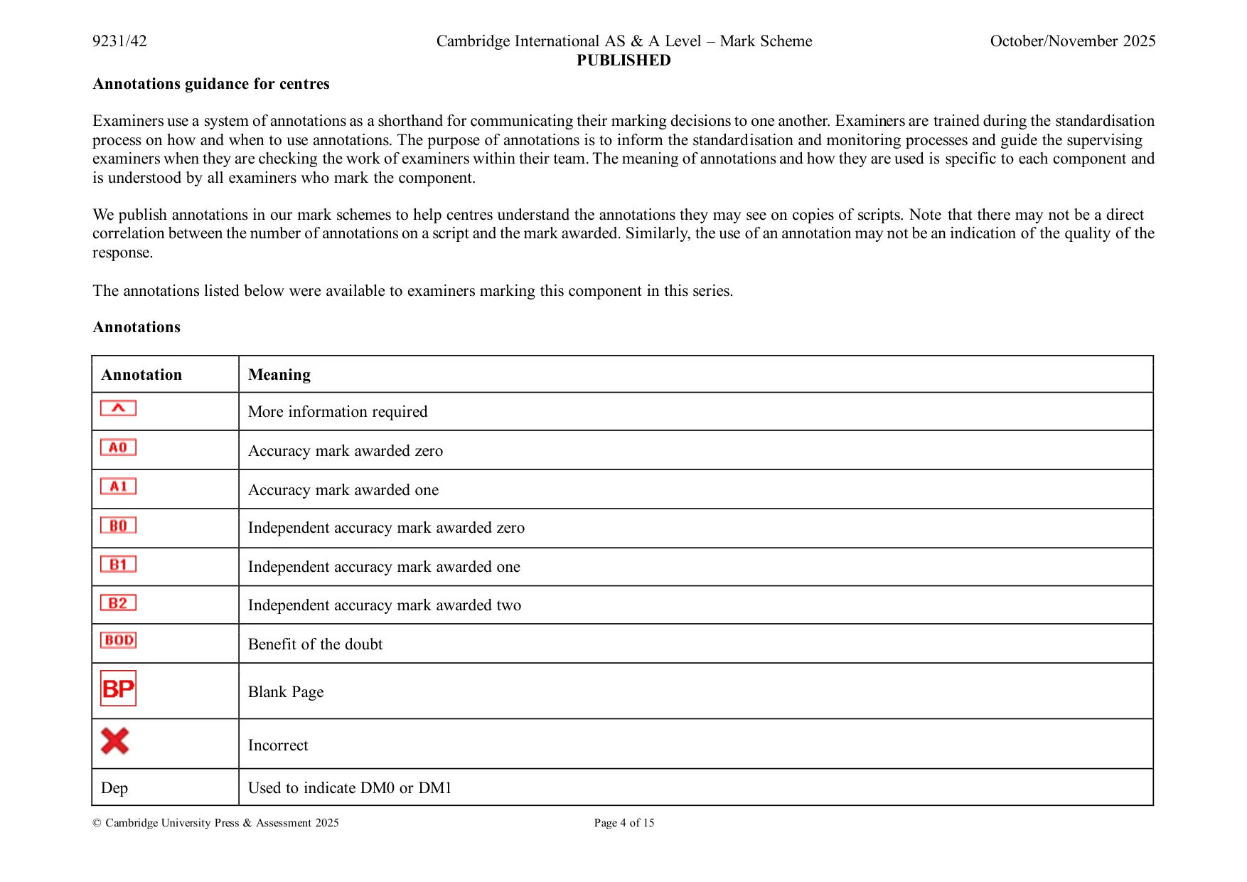 Mark scheme, page 4 of 15