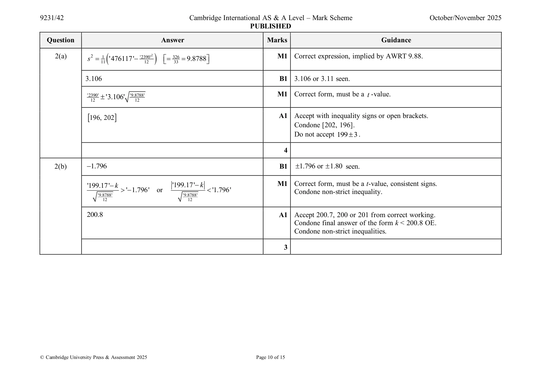 Mark scheme, page 10 of 15