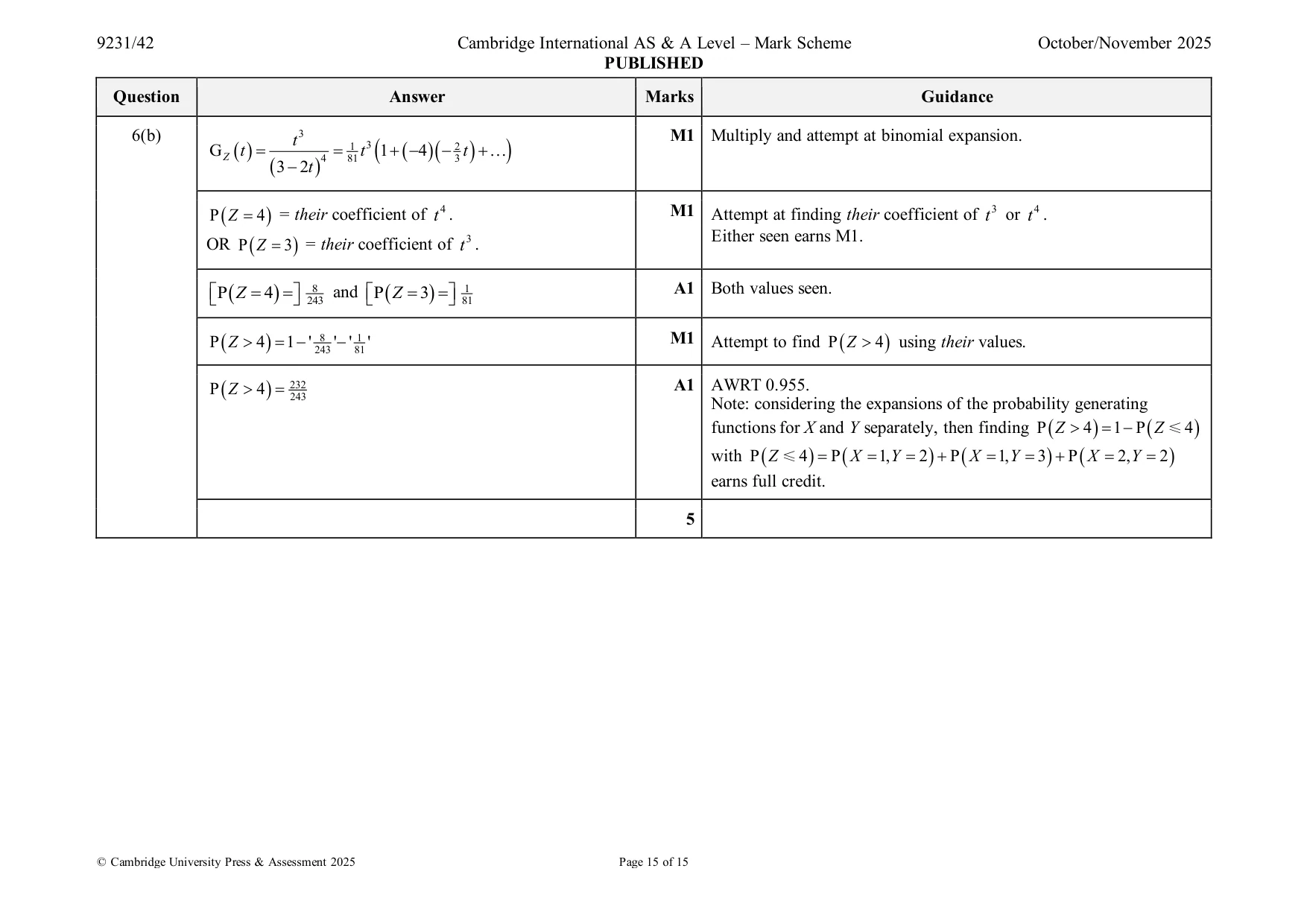 Mark scheme, page 15 of 15