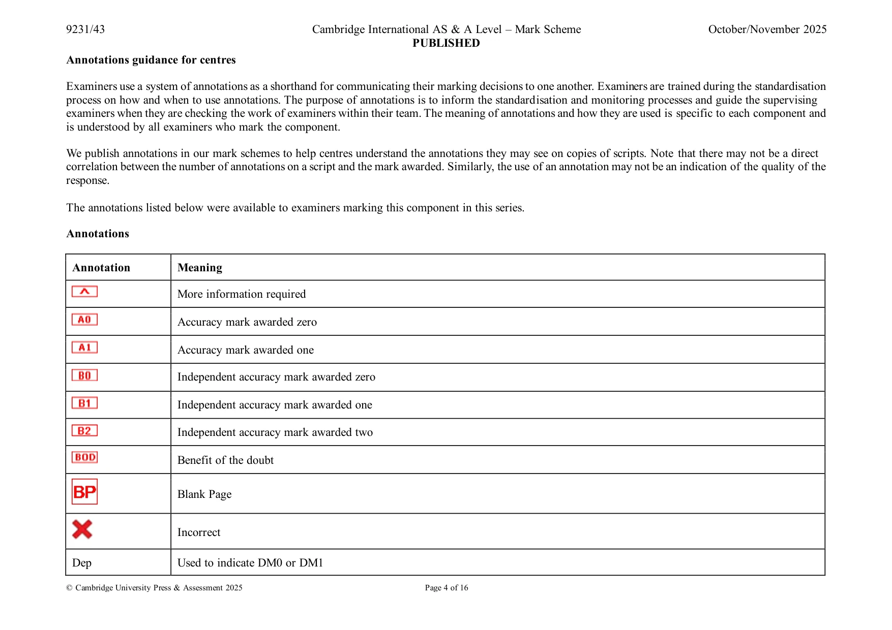 Mark scheme, page 4 of 16