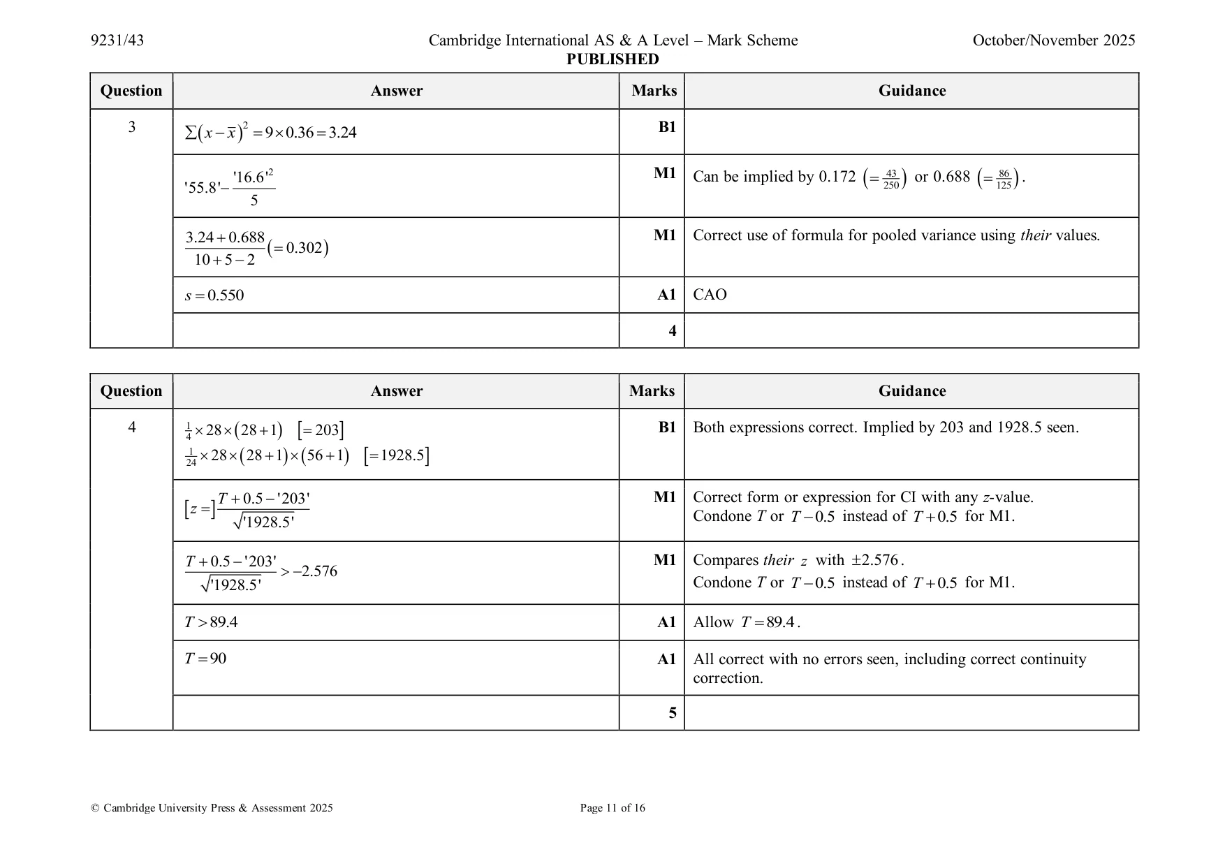 Mark scheme, page 11 of 16