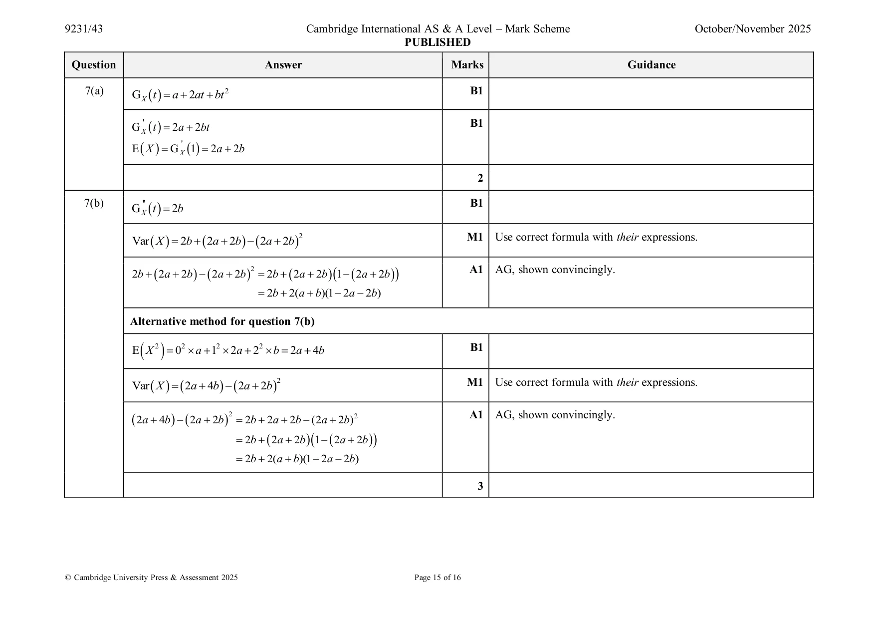 Mark scheme, page 15 of 16